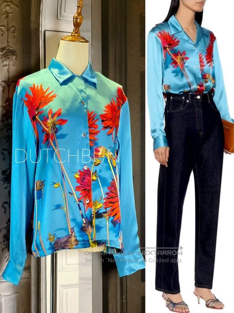 Dries Van Noten Dries Van Noten size:38 Blue silk shirt Size M / US 6-8 / IT 42-44 - 1 Thumbnail