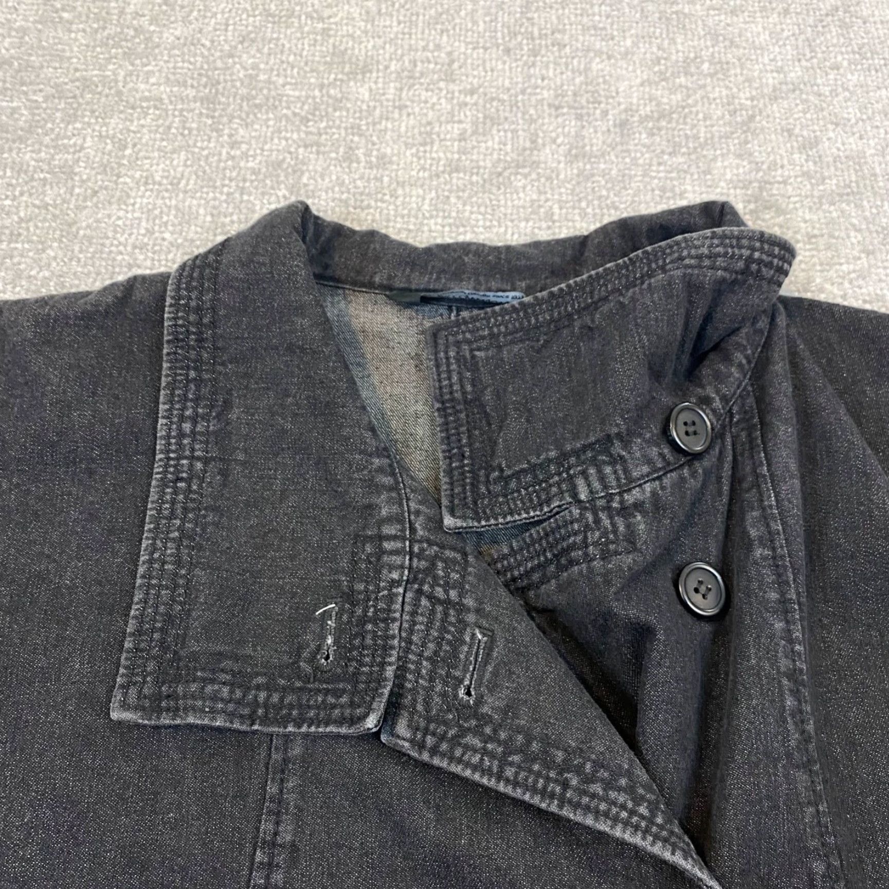 Denime Yacco Maricard Button-Up Shirt Women's Size 3 Charcoal Gray Oversized Denim Collared Long Sleeve Size XS / US 0-2 / IT 36-38 - 3 Thumbnail