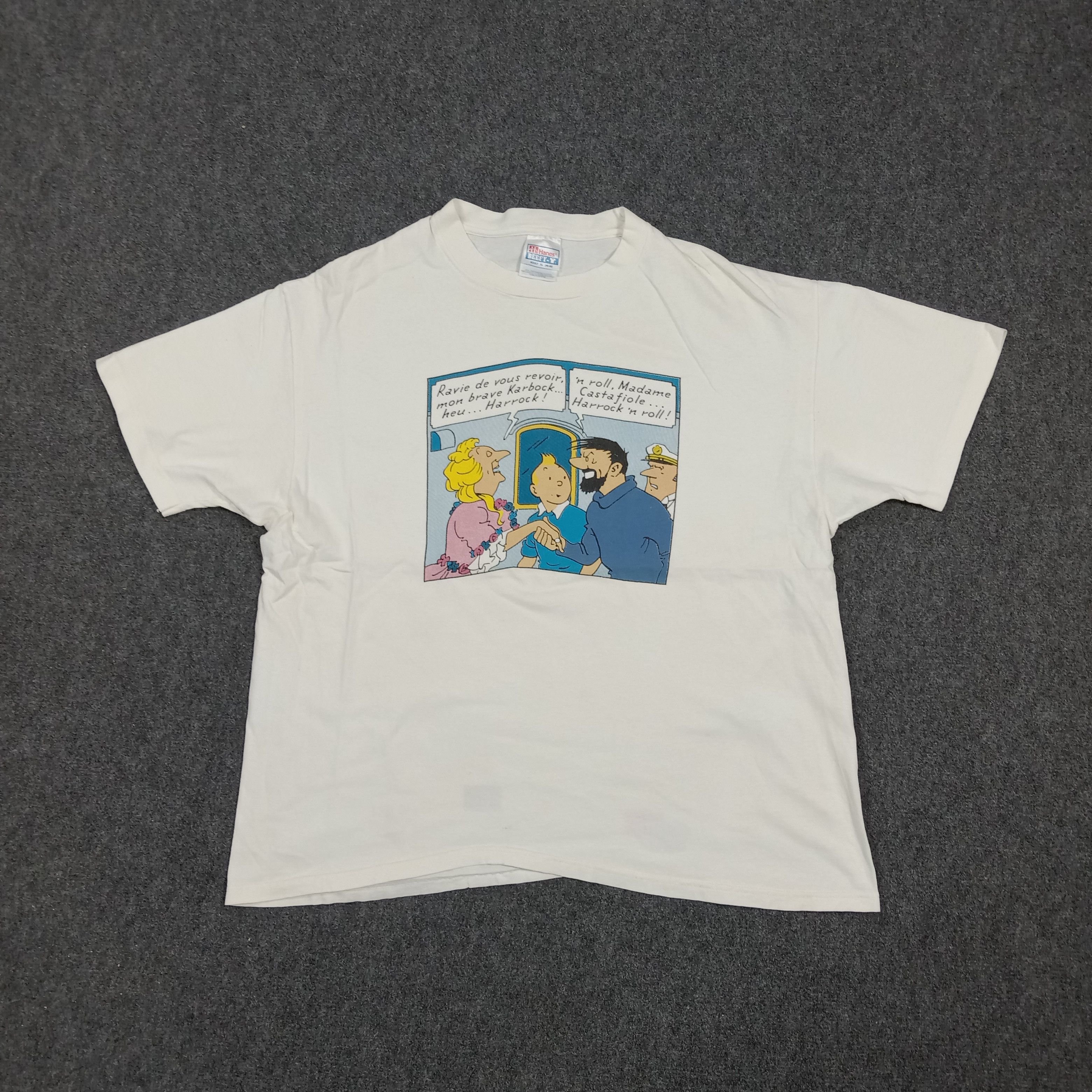 Hanes 90's Adventure of TinTin Single Stitch Tshirt C285N19 Size US XL / EU 56 / 4 - 1 Thumbnail