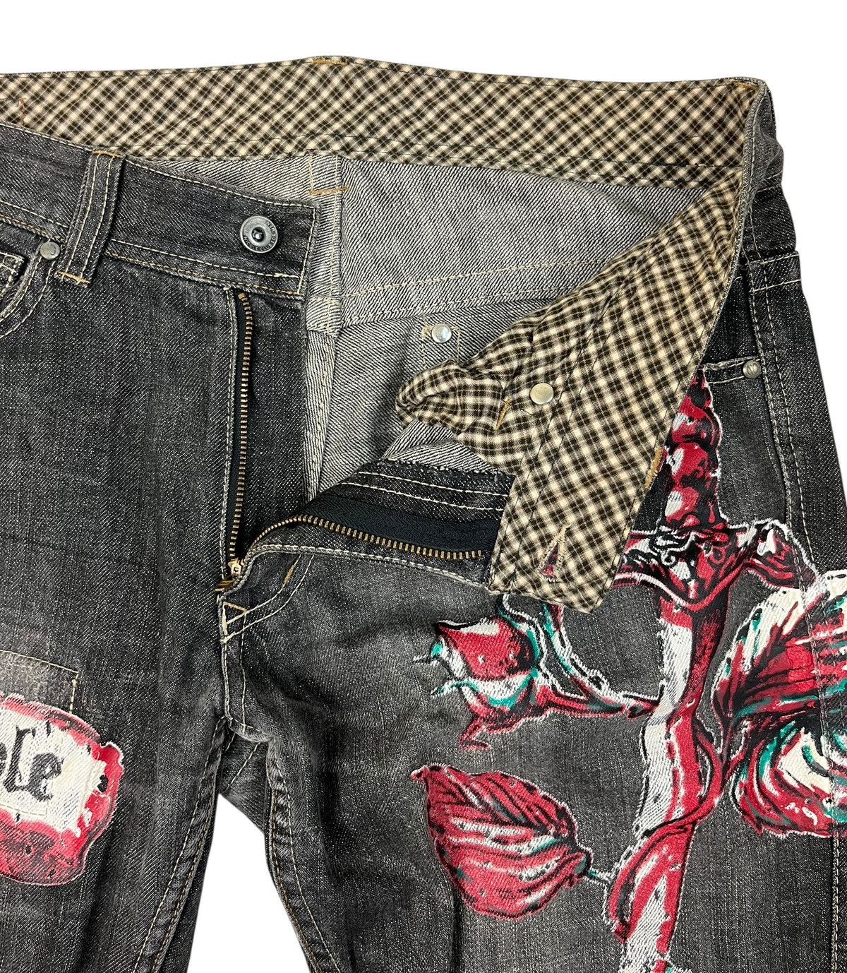 Japanese Brand Nicole Club For Men Patchwork Painting Denim Jeans Size US 33 - 8 Thumbnail