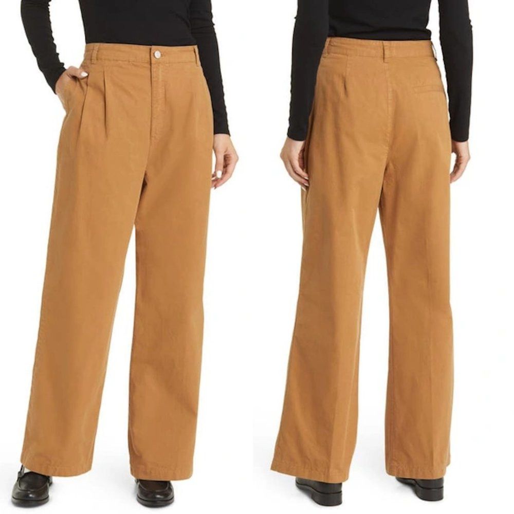 Frame NWT New $348 Frame Pleat Front Wide Leg Camel Chinos Pants Size 29" - 1 Thumbnail