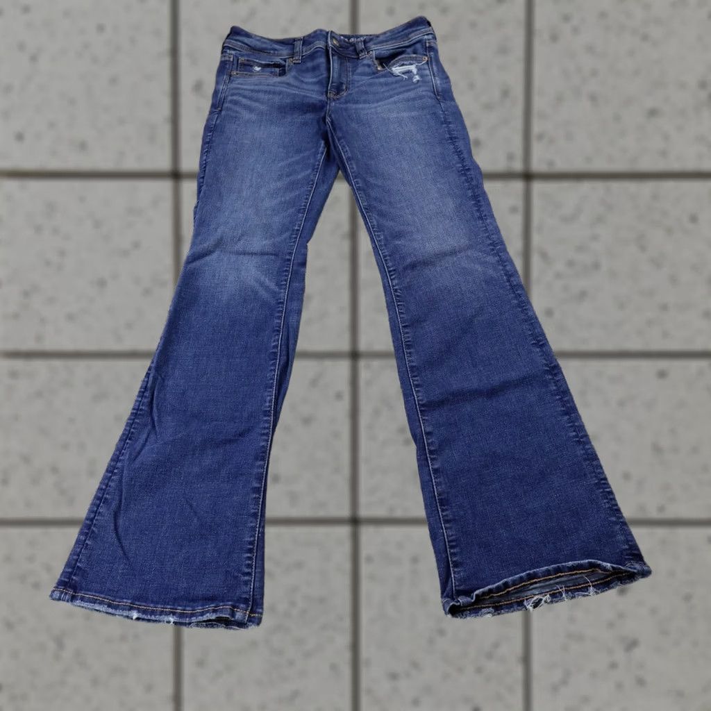 American Eagle Outfitters American Eagle Jeans Womens 6 Dark Blue Denim Kick Boot Low Rise Stretch Pants Size 28" / US 6 / IT 42 - 1 Thumbnail
