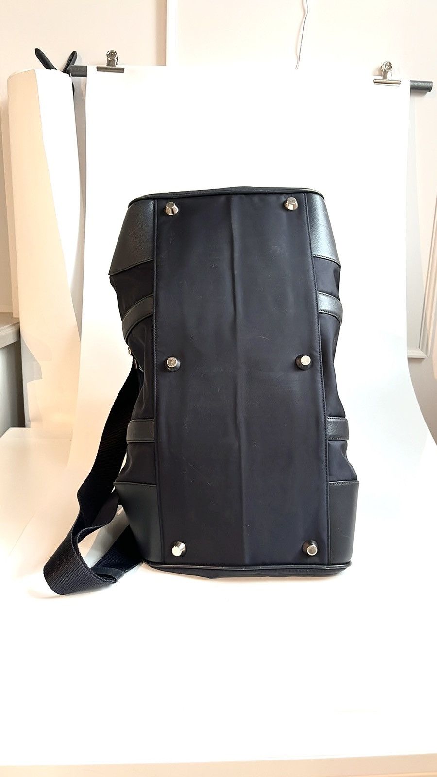 Prada Prada Bleu Tessuto Saffiano-Leather-Trim Duffle Bag Size ONE SIZE - 5 Thumbnail