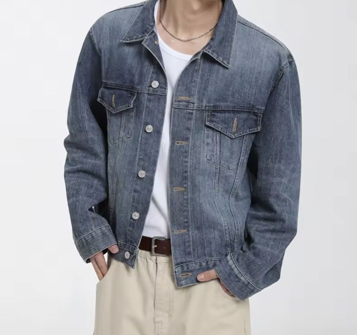 Japanese Brand Denim Jackets Turn-down Collar Korean Style Size US XXL / EU 58 / 5 - 5 Thumbnail