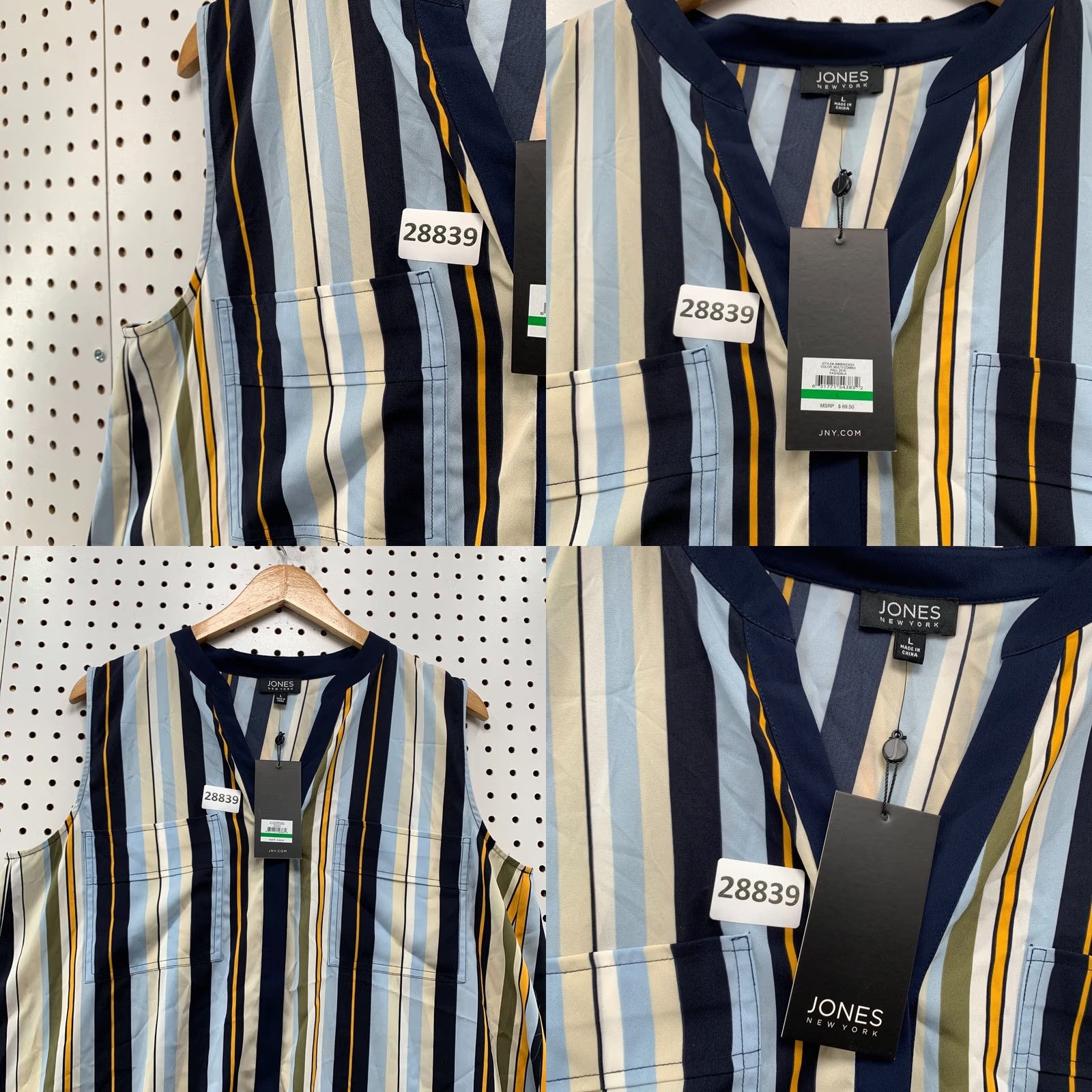 Jones New York Jones New York Sleeveless Blouse Womens Large Striped Open Back NWT 21.5X25 Size L / US 10 / IT 46 - 9 Thumbnail