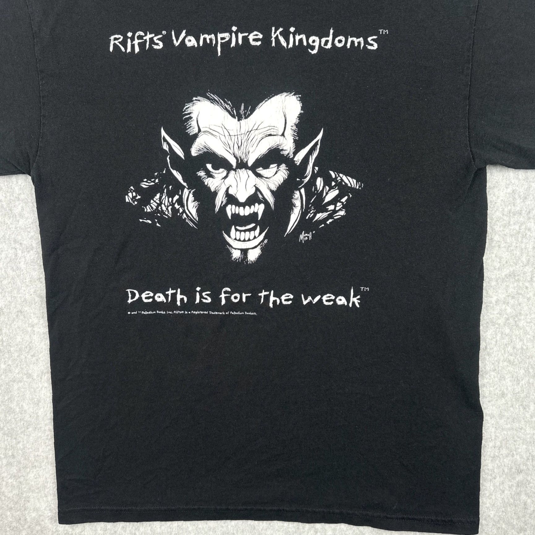 Gildan Gildan Mens Black Shirt Rifts Vampire Kingdom Death Is For The Weak Tee Shirt M Crew Neck Books Size US M / EU 48-50 / 2 - 4 Thumbnail