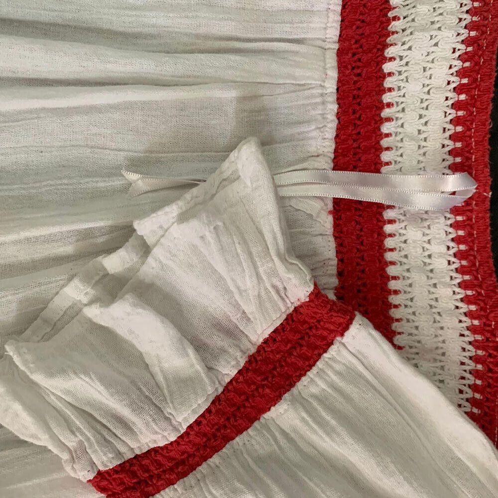 Designer Pre Owned Mexican White Hand Made Blouse L Size L / US 10 / IT 46 - 4 Thumbnail