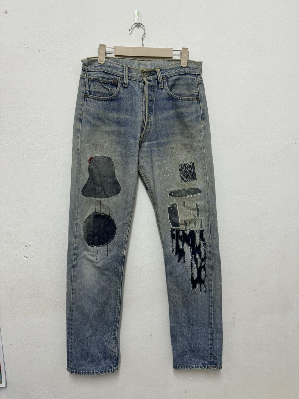 image of Vintage Levis 501 Rindem Top Button Number 6, 70's in Light Blue, Men's (Size 30)
