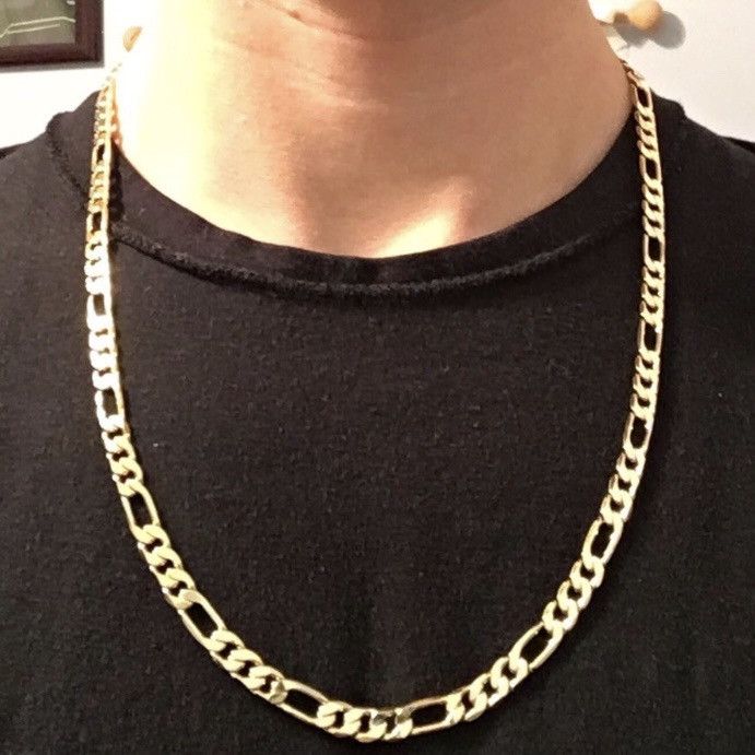 Jewelry Gold Chain Figaro 24in 6mm and Matching Figaro Bracelet Set Size ONE SIZE - 2 Thumbnail