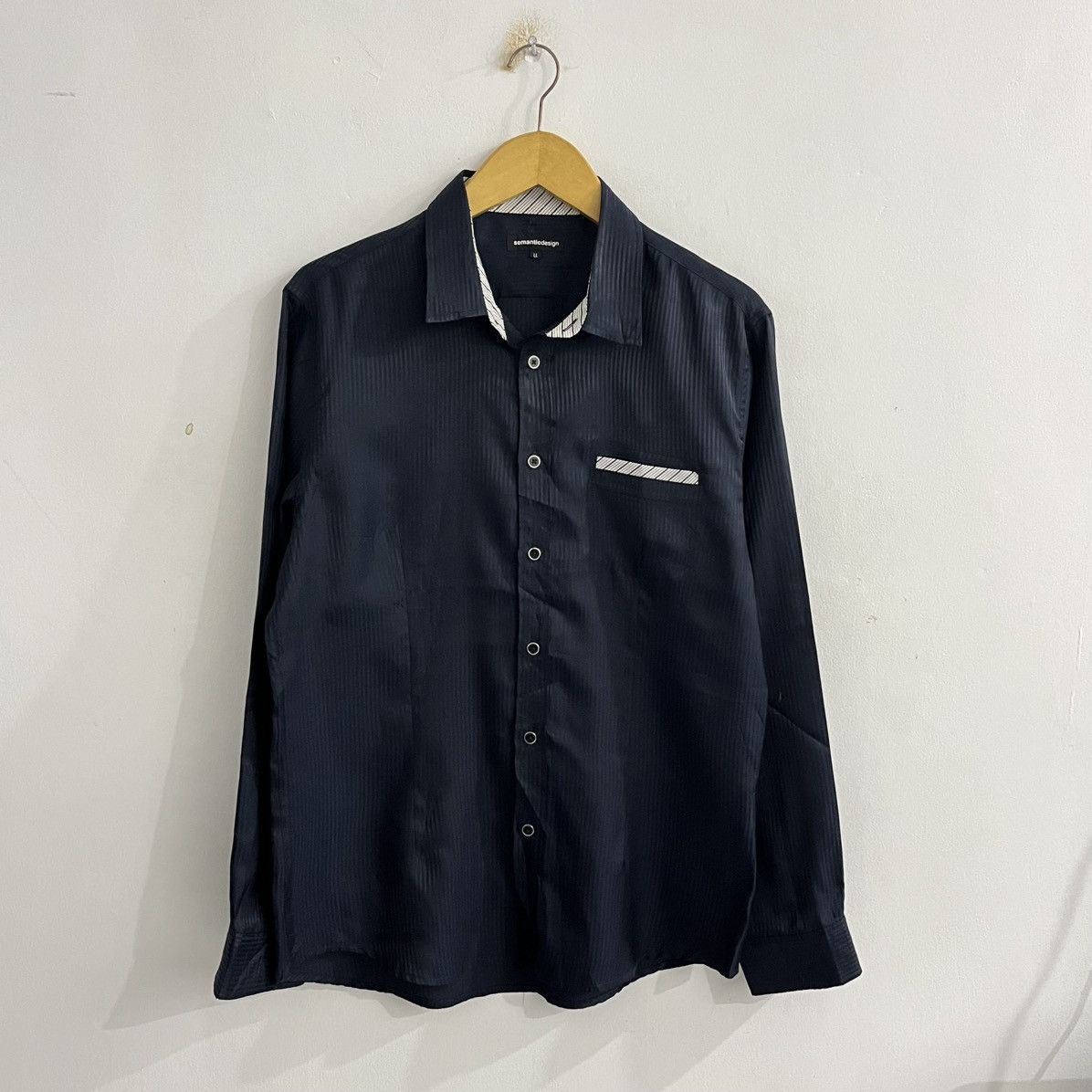 semanticdesign Semanticdesign - Darknavy Striped Clean Button Up Size US L / EU 52-54 / 3 - 1 Thumbnail