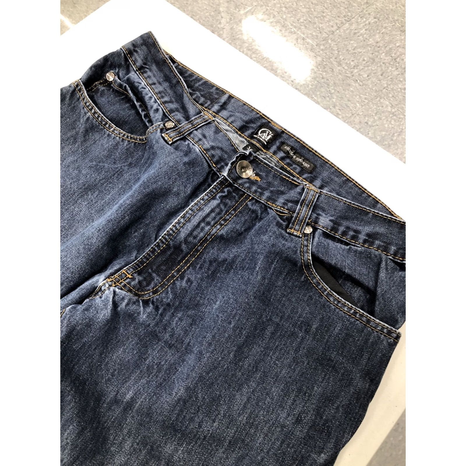 Vintage CAVI Jeans - Regular Straight Blue Denim - Men 35x30 Embroidered Design Jeans Mens Straight 35 Inseam 30 Size US 35 - 7 Thumbnail