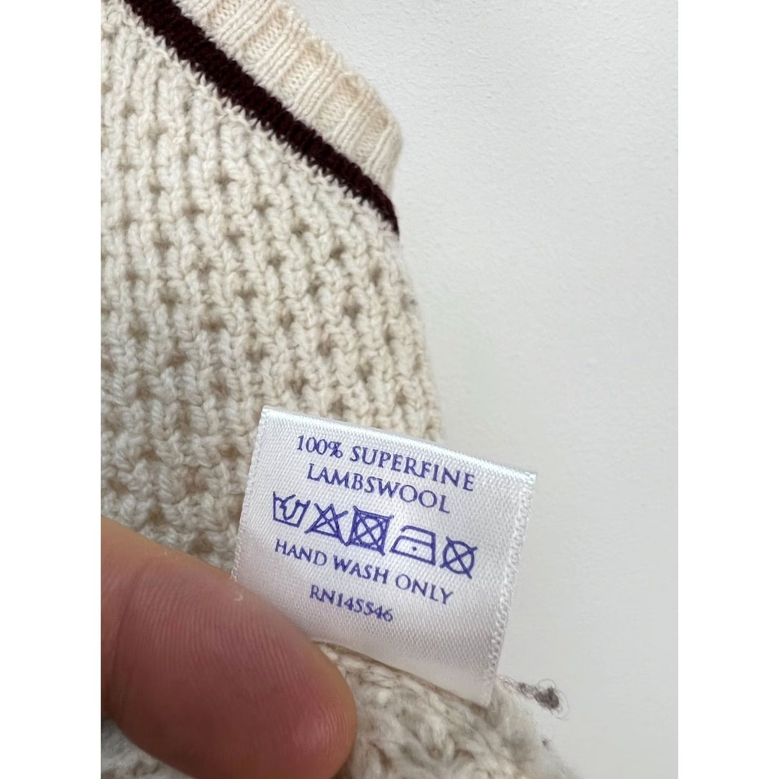 Vintage Brora Wool Sleeveless Knitted Vest Tank Top Cream Burgundy Size 8 XS/S Women's Vest Knit Crew Neck Professional Business Casual Formal Travel Size M / US 6-8 / IT 42-44 - 5 Thumbnail