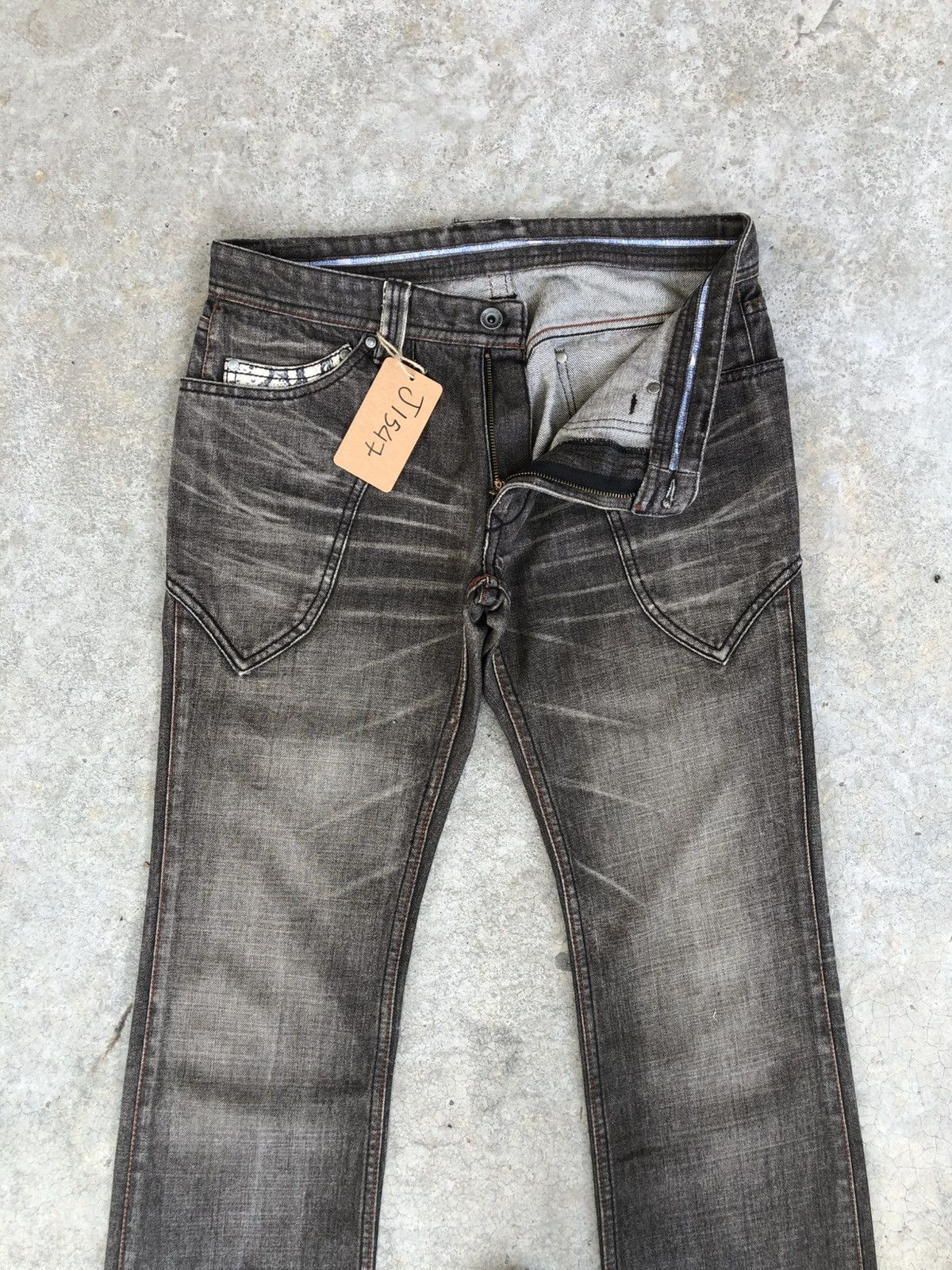 If Six Was Nine Japanese Nicole Club Flared Jeans Snake Skin Distressed Size US 32 / EU 48 - 3 Thumbnail