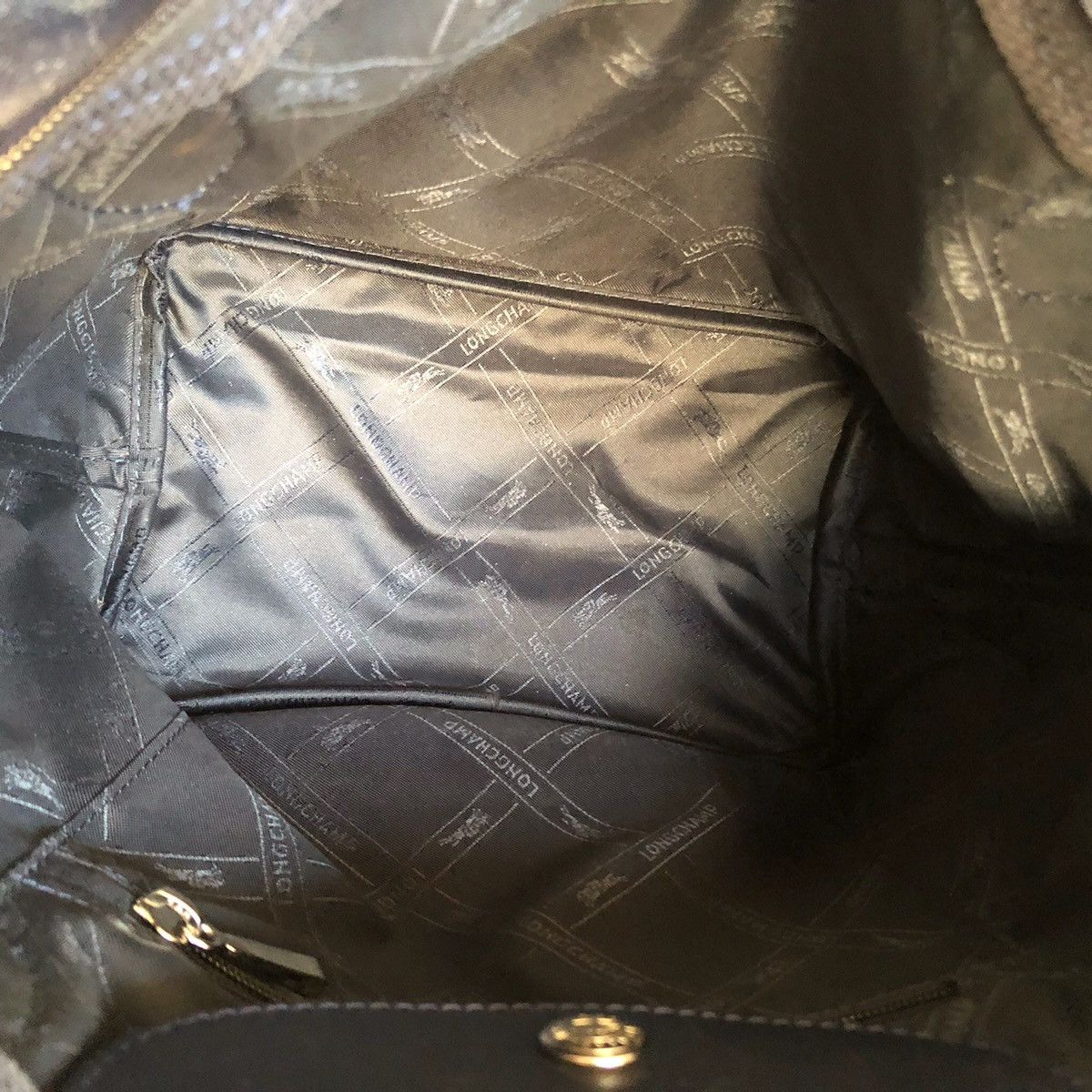 Longchamp LONGCHAMP Paris Le Pliage Navy Blue Leather Shoulder Bag Size ONE SIZE - 8 Thumbnail