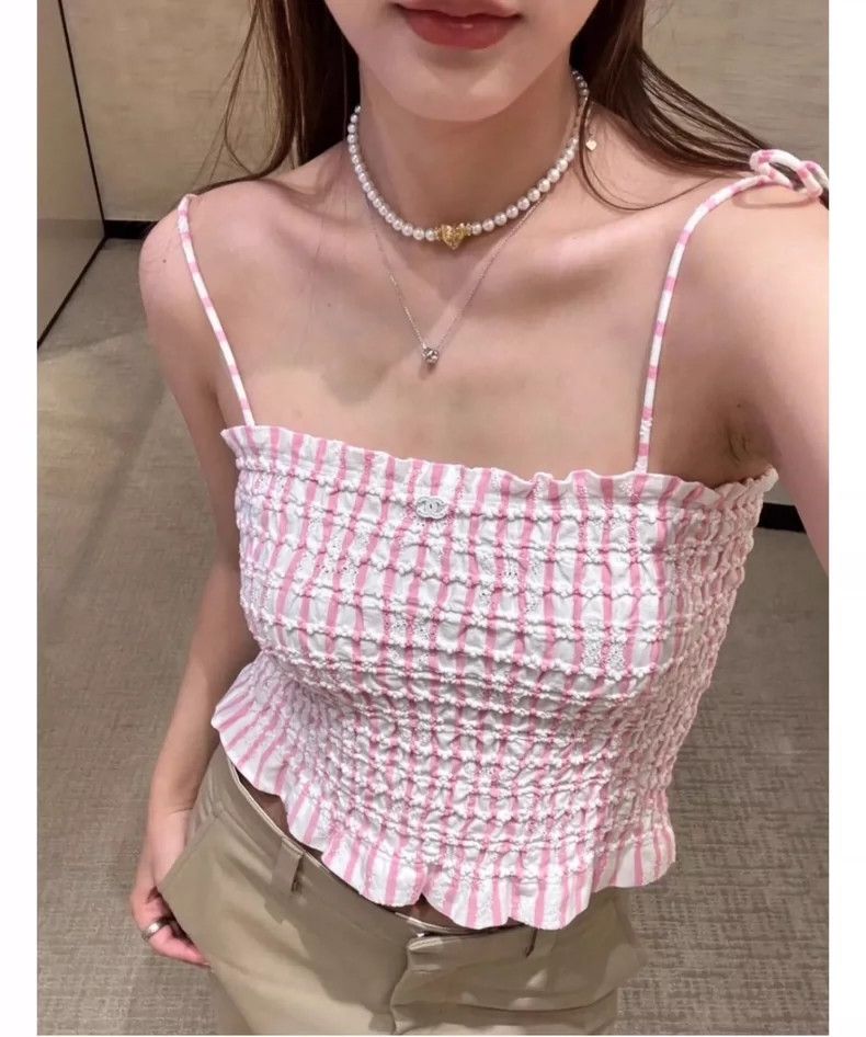Chanel Chanel 24S pink striped pleated suspender vest 2504-Nextarr Size XXS / US 00 / IT 34 - 9 Thumbnail