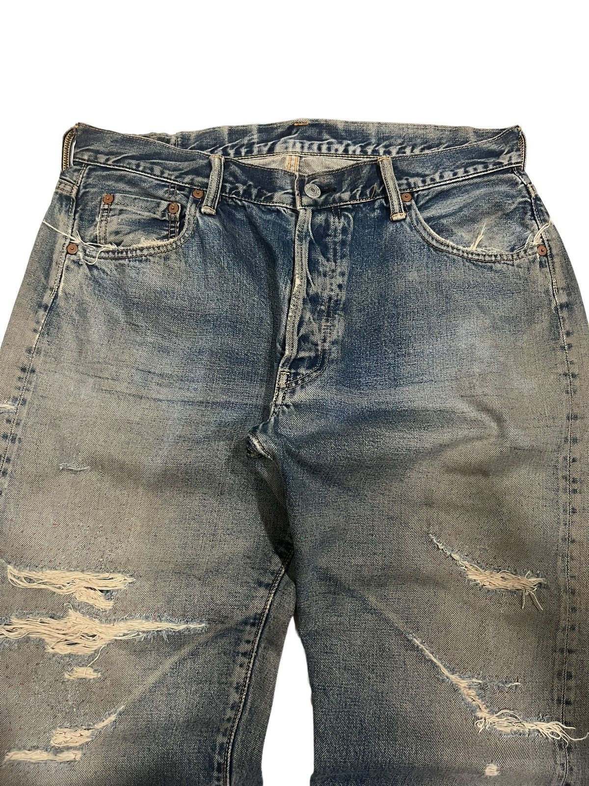 Japanese Brand × Johnbull × KOJIMA GENES Vintage Japanese Brand Sewing Chop Distressed Redline Jorts Size US 34 / EU 50 - 7 Thumbnail