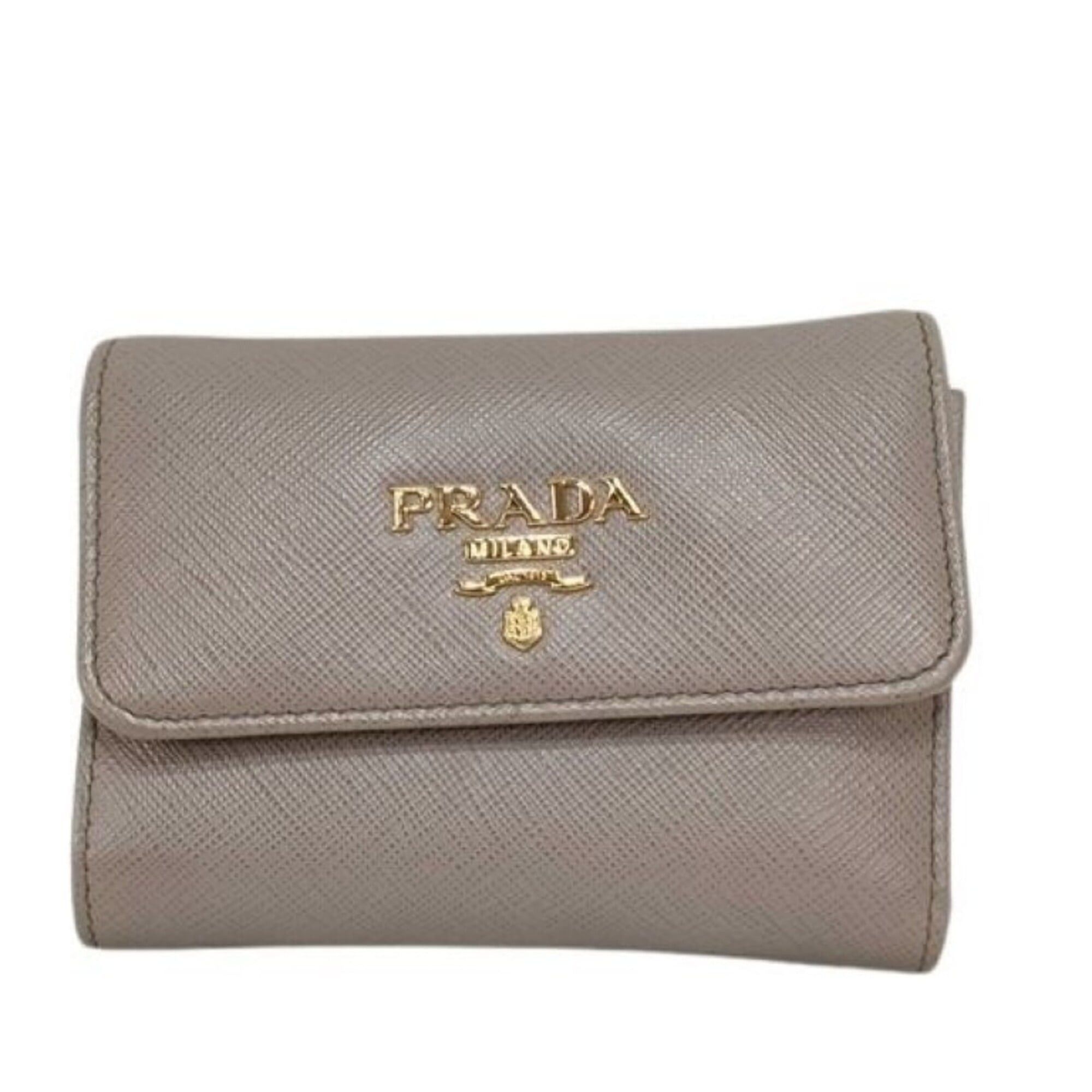 Prada Prada Tri-fold Wallet 1MH025 Greige Saffiano Leather Women's Size ONE SIZE - 1 Thumbnail