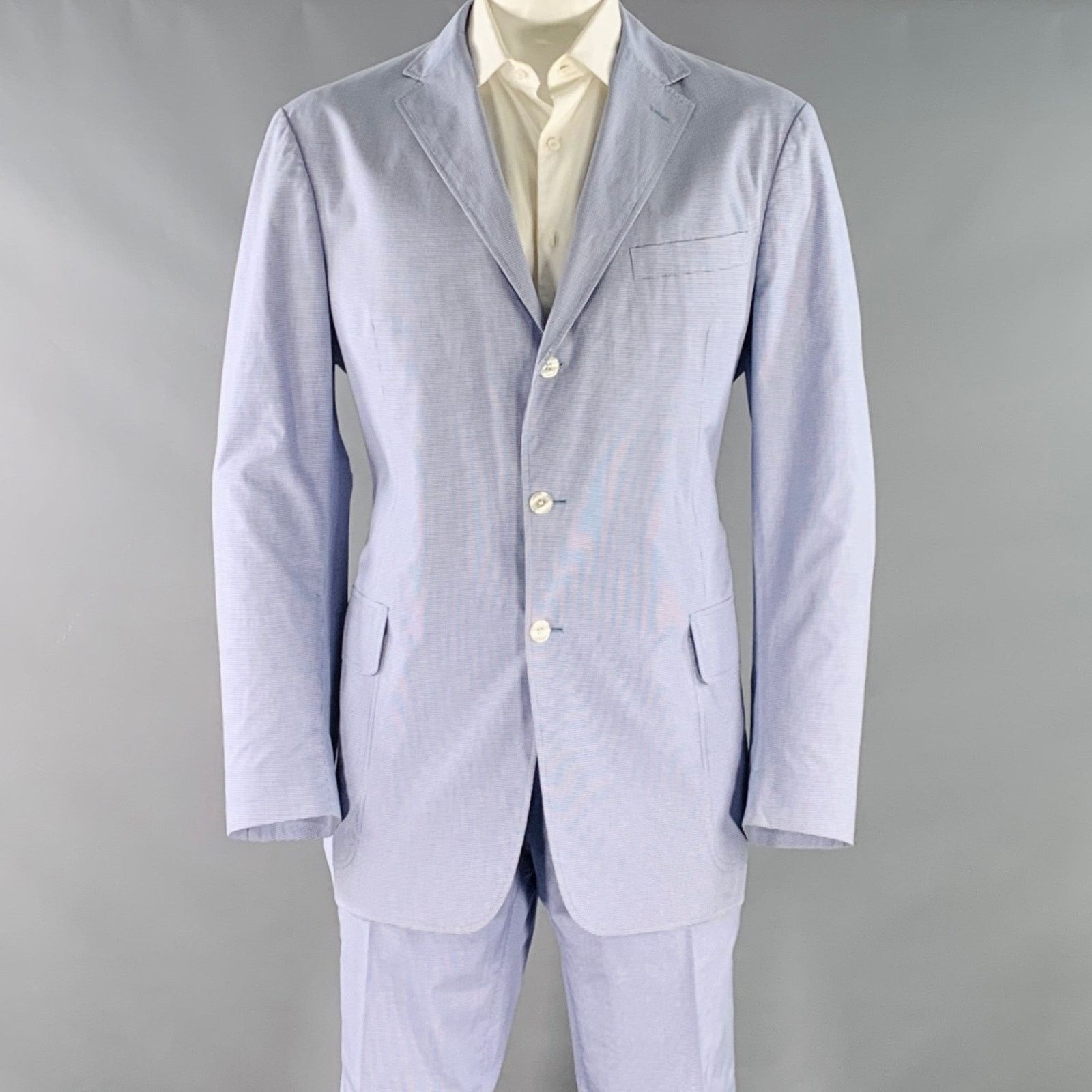 Polo Ralph Lauren POLO by RALPH LAUREN Size XL Blue White Gingham Cotton Suit Size 44R - 1 Thumbnail