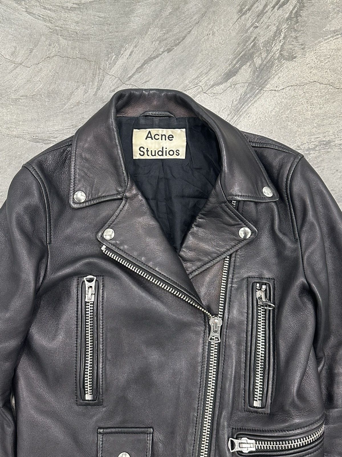 Acne Studios “Mock” Black Moto Leather Jacket