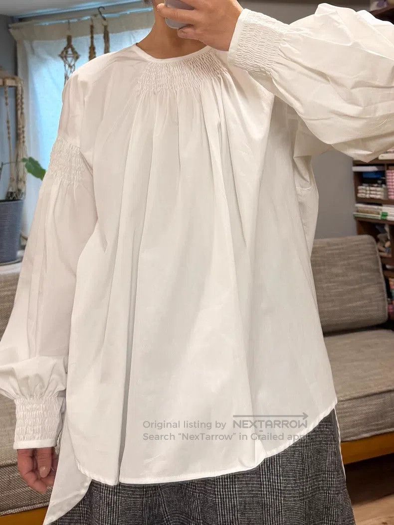 Dries Van Noten Dries Van Noten White Cotton Ruched Top Size M / US 6-8 / IT 42-44 - 3 Thumbnail