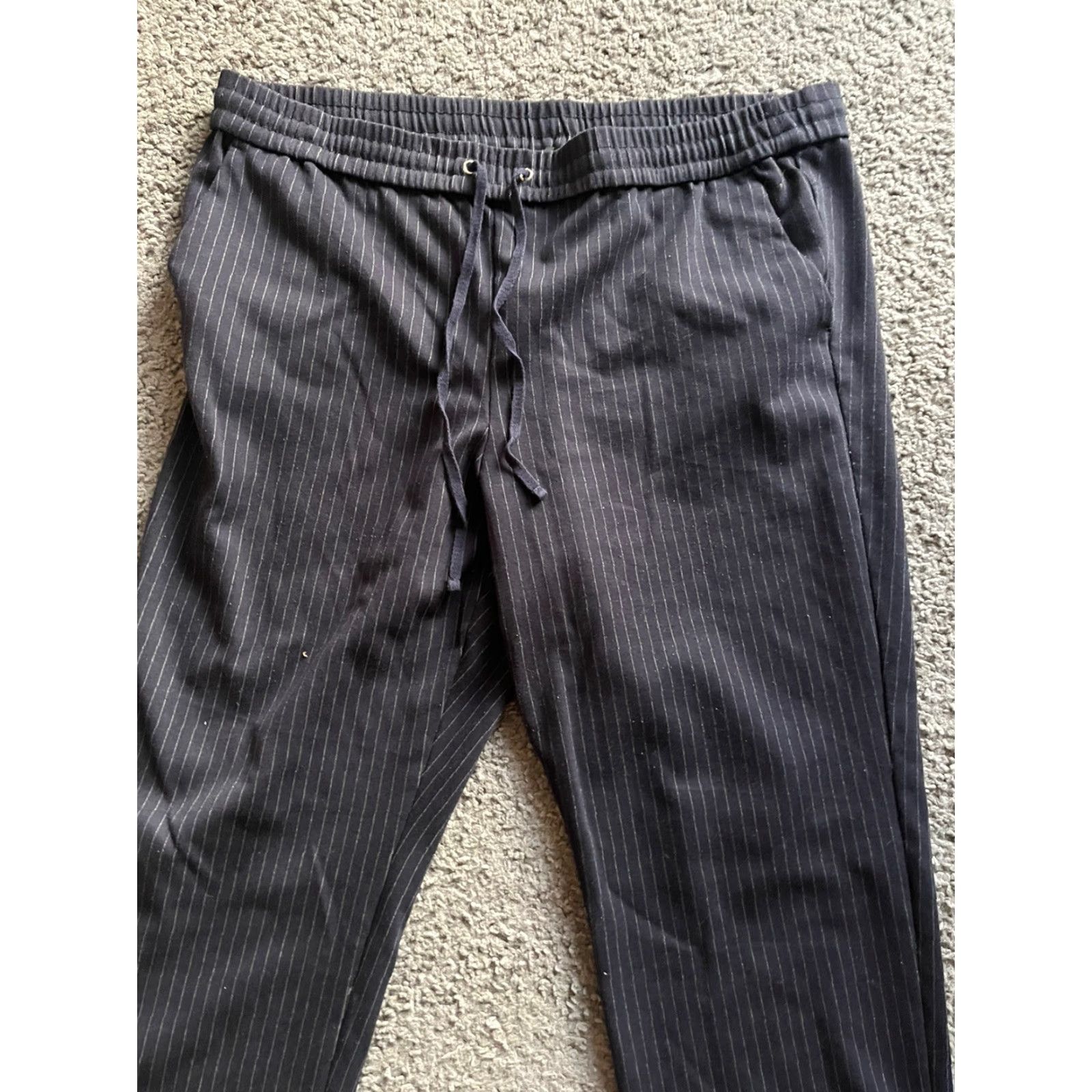 Loft Loft Activewear Pants Navy Blue Stripe Stretch Drawstring XL Womens Regular Polyester Blend Size 40" / US 18 - 2 Thumbnail