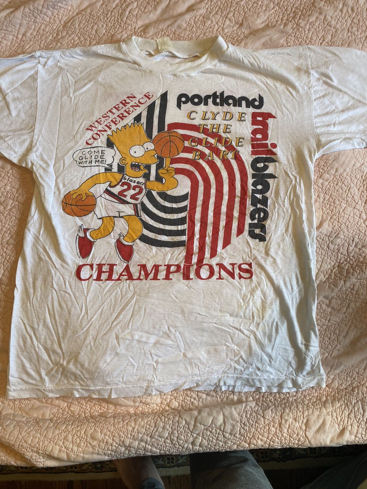 Vintage 1990 Portland Trailblazers Bart Simpson T