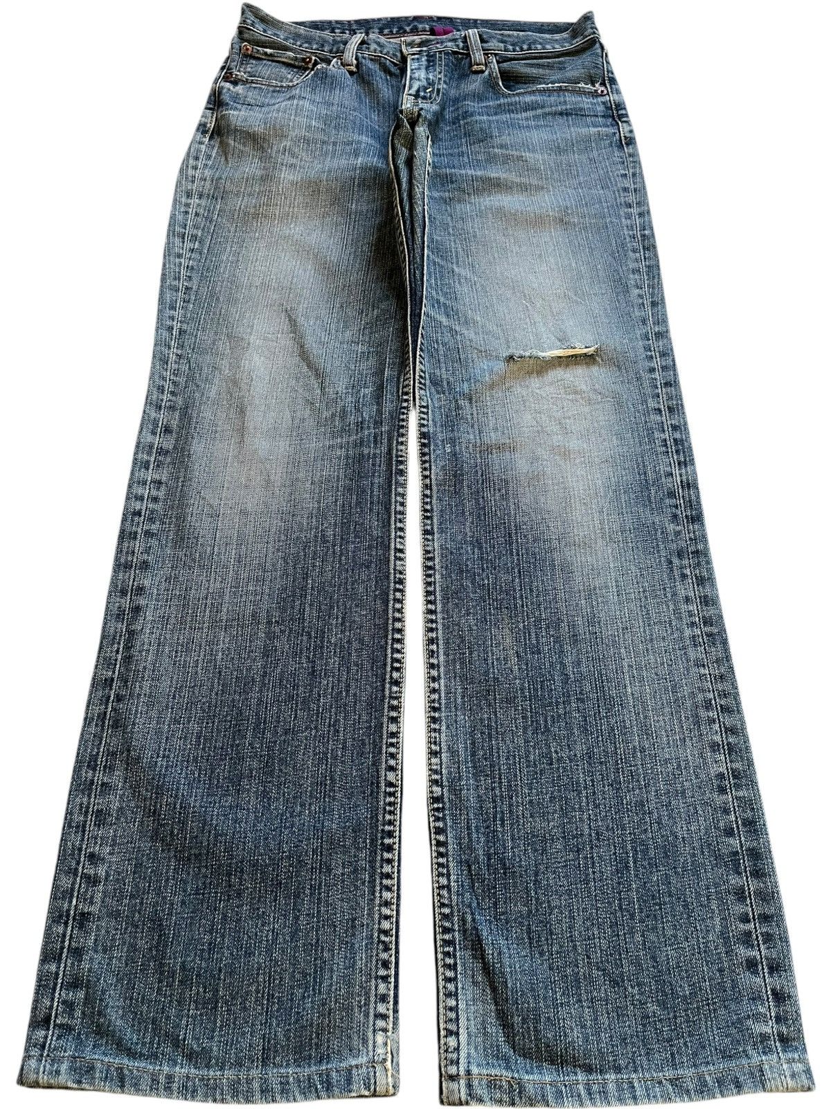 Levi's Vintage 90s Levis 502 Blue Wash Distressed Loose Fit Jeans Size US 31 - 1 Thumbnail