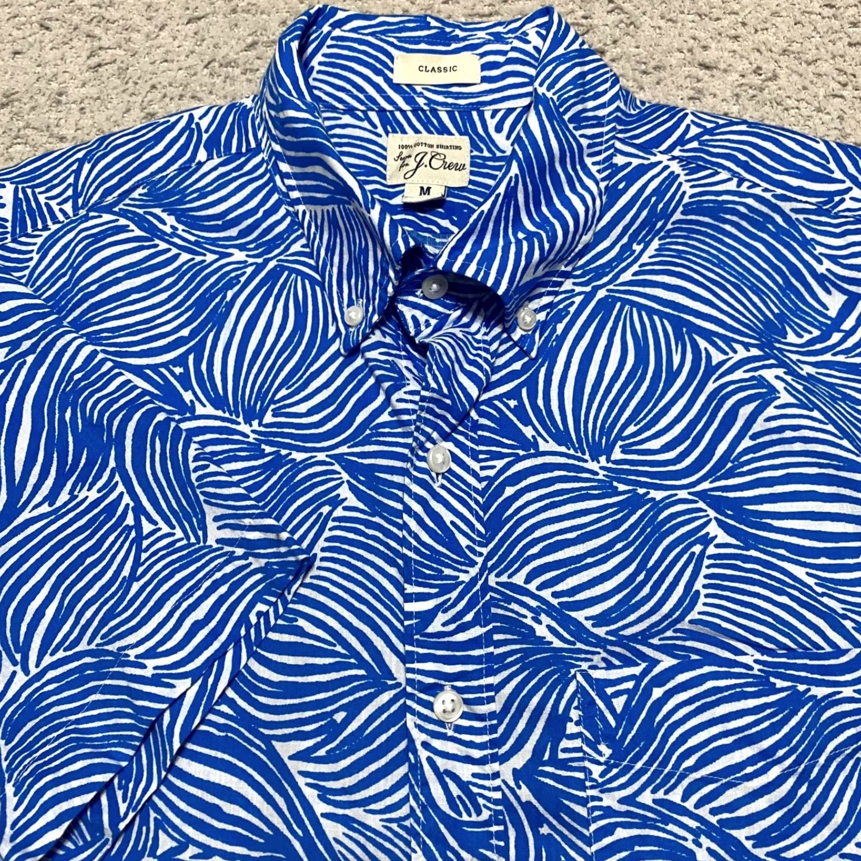 J.Crew J.CREW Shirt Geometric Short Sleeve Button-Down 100% Cotton Blue Mens M Size US M / EU 48-50 / 2 - 5 Thumbnail