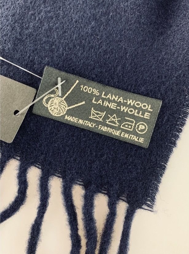 Lanvin Lanvin 🇮🇹 navy wool fringe ends embroidered scarf NEW Size ONE SIZE - 3 Thumbnail