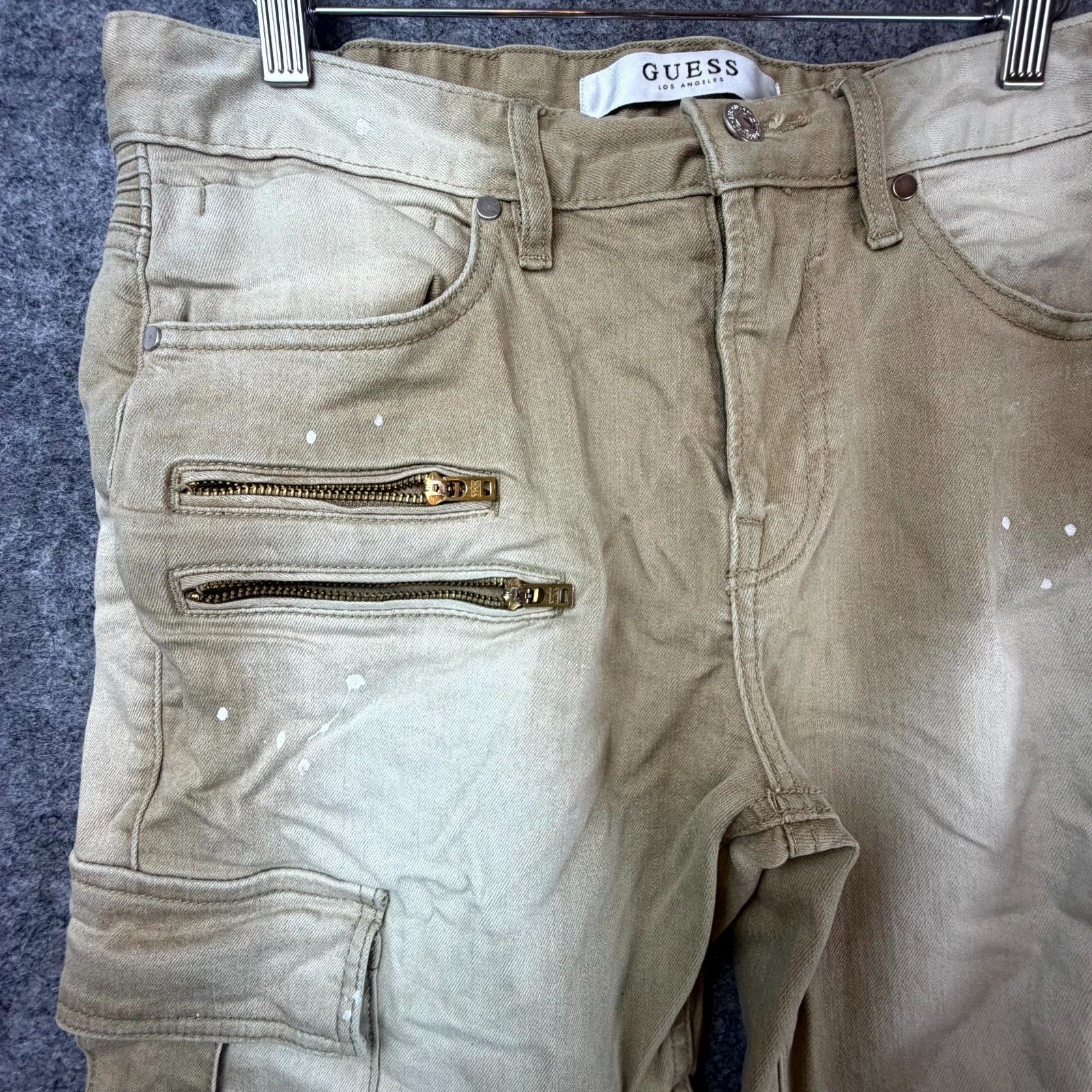 Guess Guess Jeans 32 Beige Slim Tapered Streetwear Paint Grunge Size US 32 / EU 48 - 4 Thumbnail