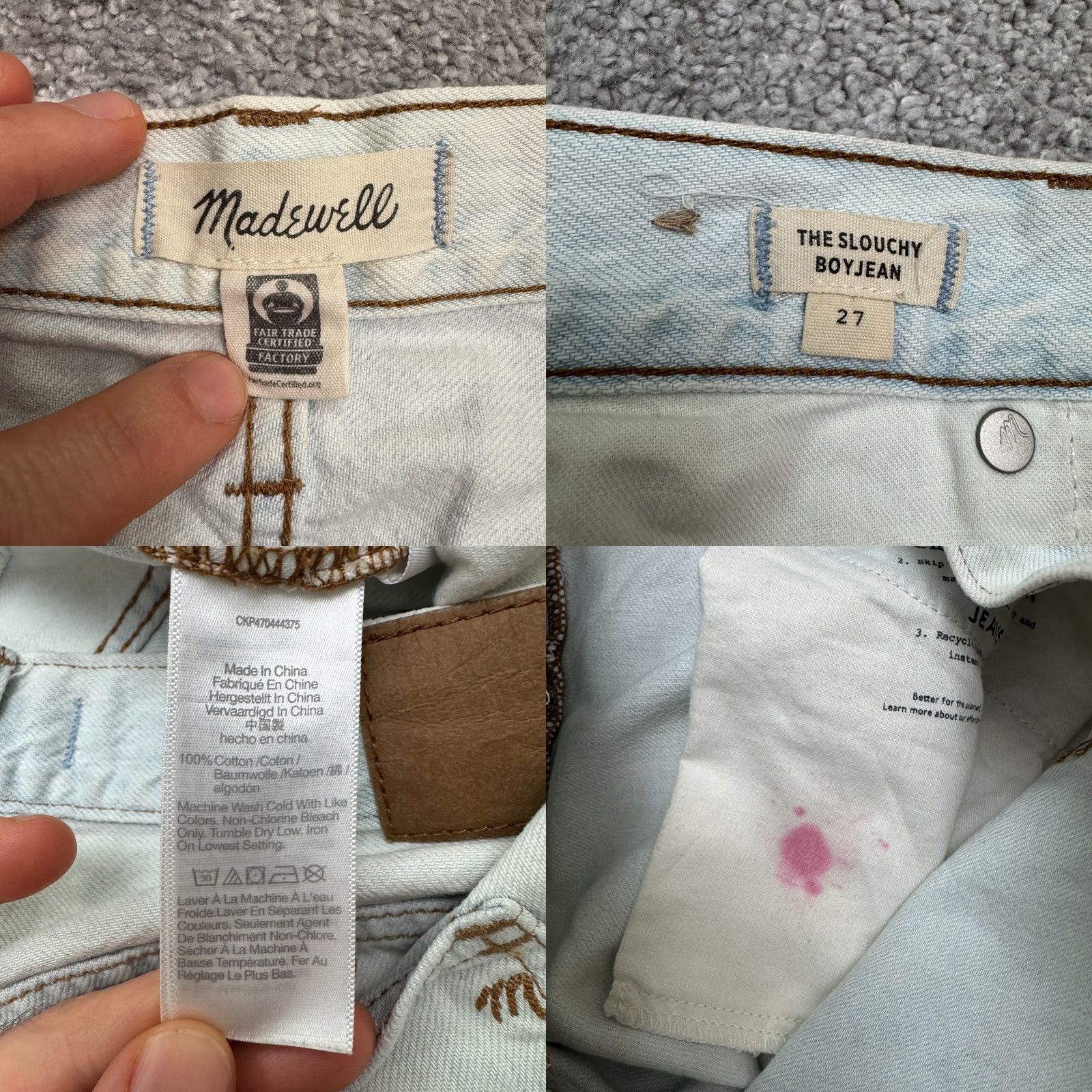 Madewell Madewell Jeans Womens 27 Blue The Slouchy Boyjean Distressed Denim Acid Light Wash Size 27" / US 4 / IT 40 - 8 Thumbnail