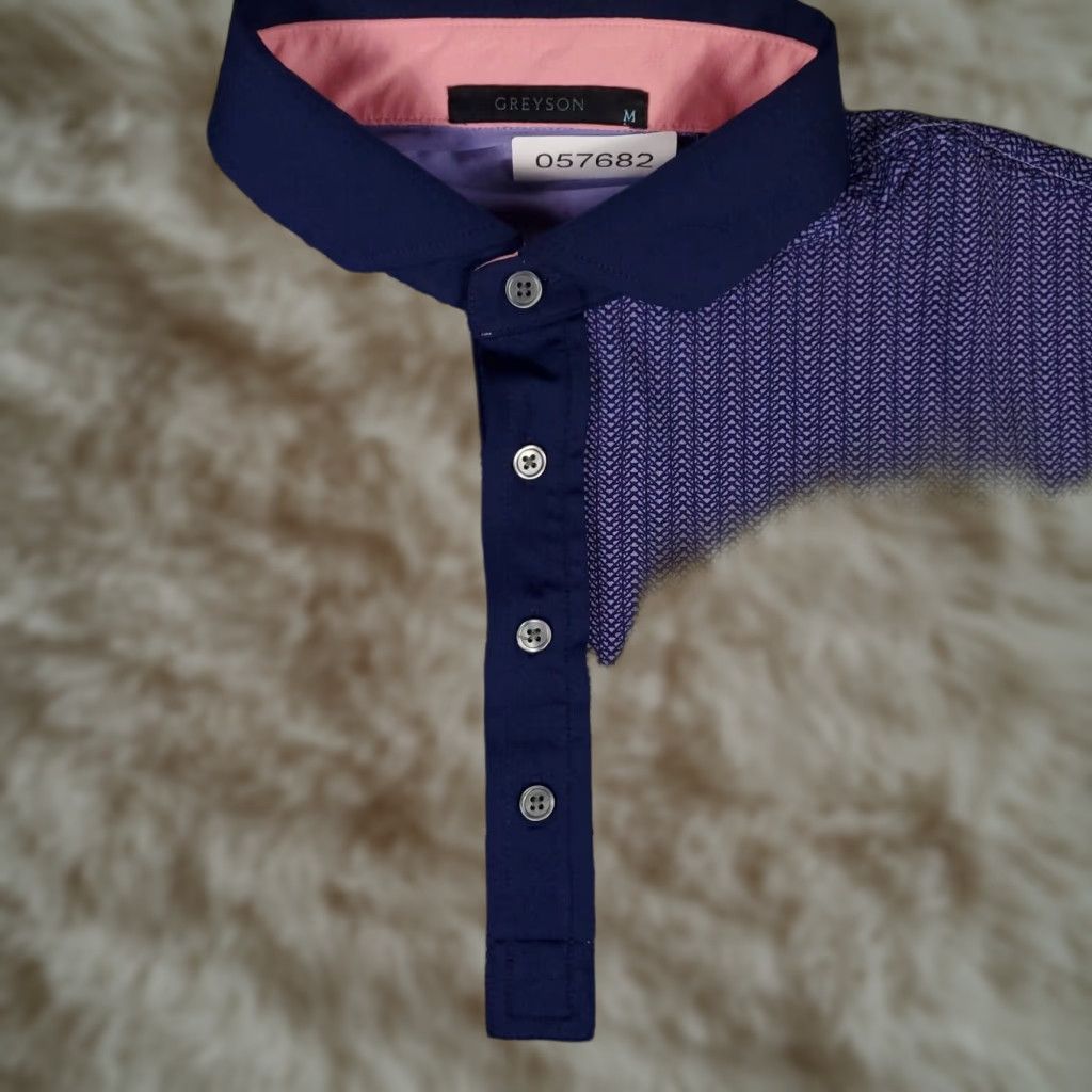 Vintage Greyson Polo Shirt Mens Size Medium Purple Geometric Wolf Golf Short Sleeve Size US M / EU 48-50 / 2 - 1 Thumbnail