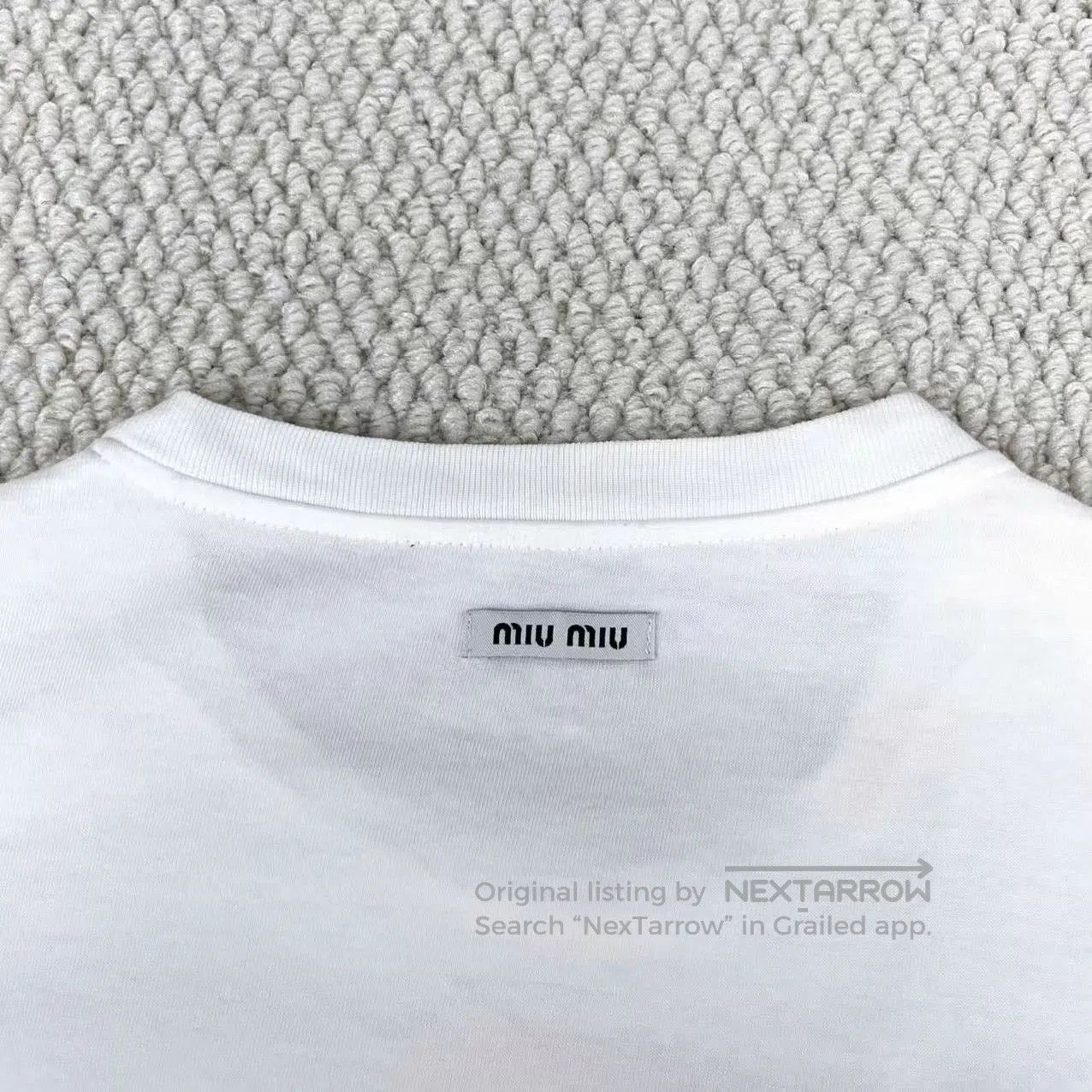 Miu Miu Miu Miu White Short Sleeve Logo T. Size S / US 4 / IT 40 - 5 Thumbnail