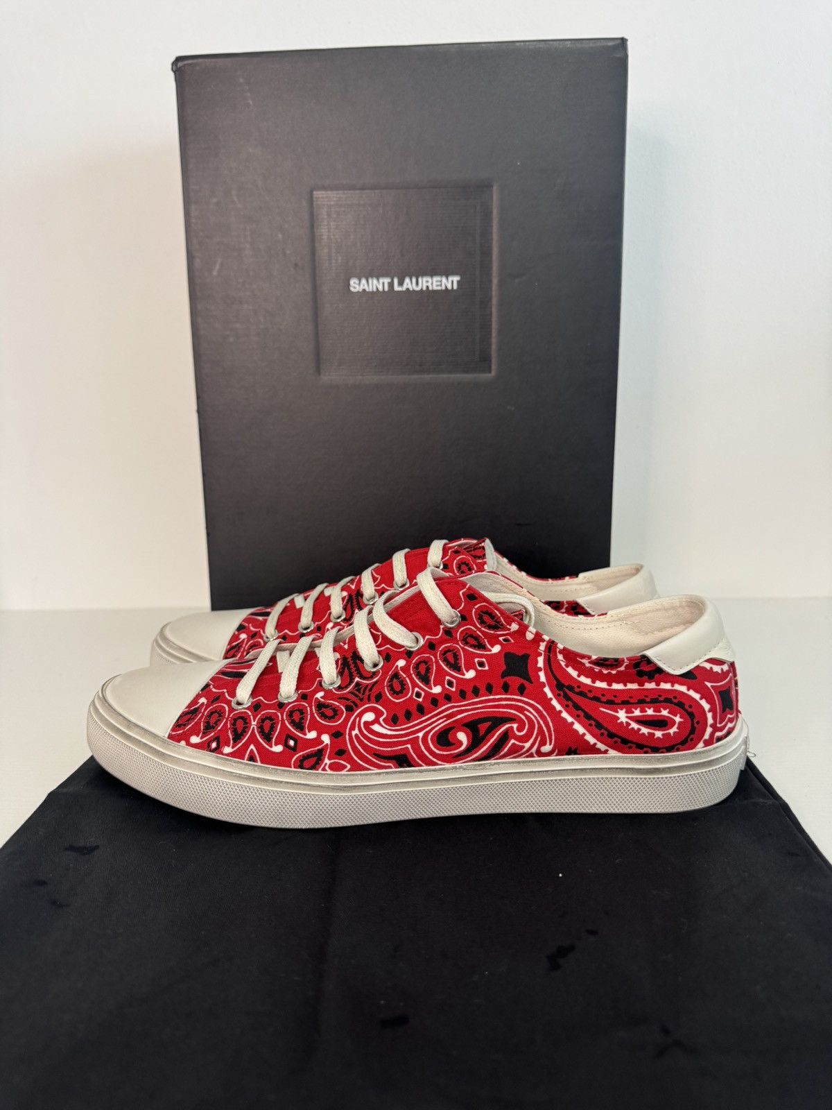 Saint Laurent Bandana Court Classic Sneakers Red White