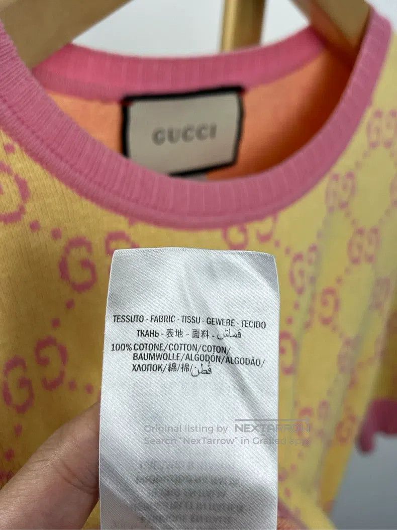 Gucci gucci Yellow full-print logo short-sleeved knitwear Size S / US 4 / IT 40 - 6 Thumbnail