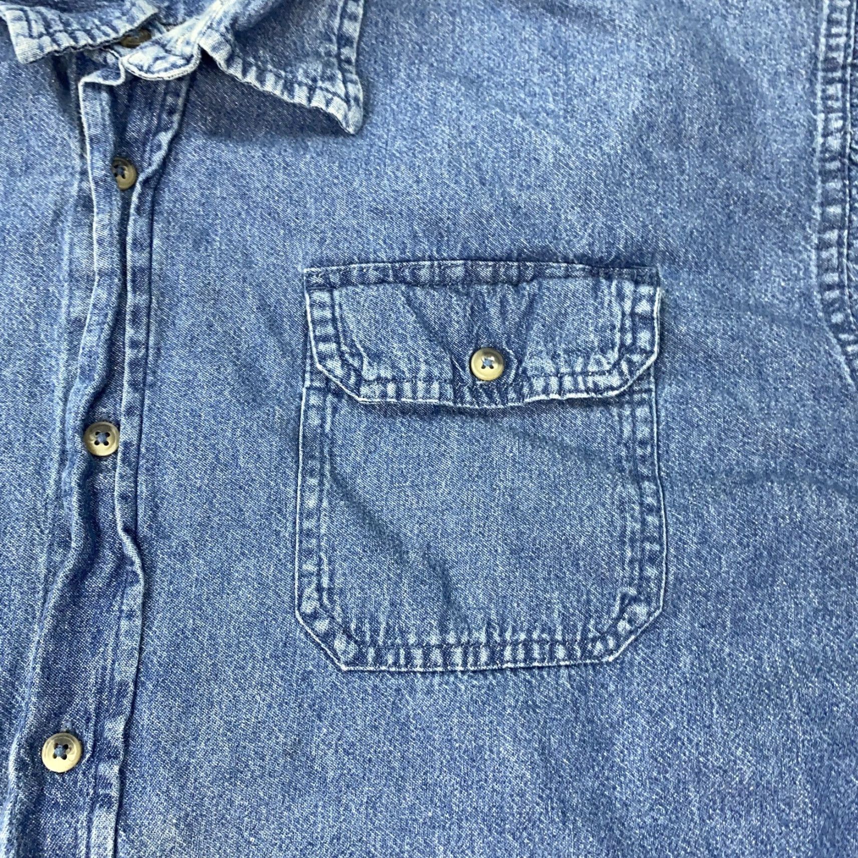 Wrangler Wrangler Shirt 2XL Blue Denim Western Long Sleeve Button-Up Casual Classic Pockets Mens Size US XXL / EU 58 / 5 - 3 Thumbnail