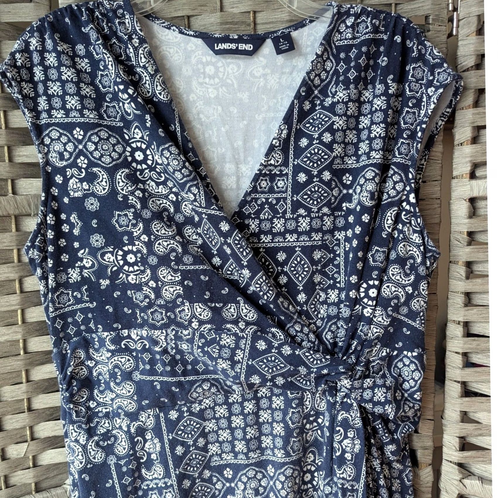 Lands' End Lands' End Dress Navy Blue Paisley Preppy L 14-16 EUC Size XL / US 12-14 / IT 48-50 - 2 Thumbnail