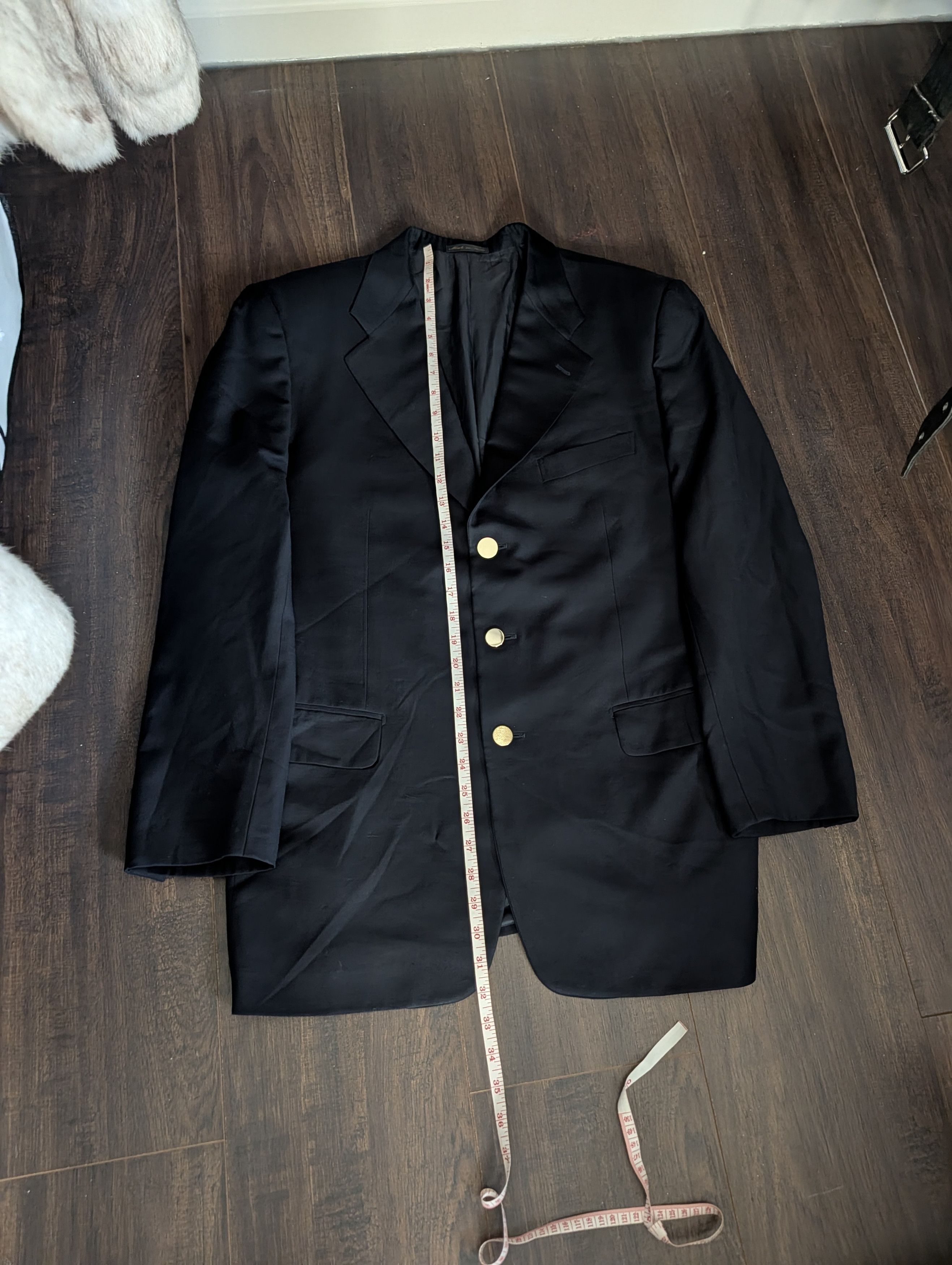 Trussini Black gold button Super 100s wool blazer sport coat IT52 Size 42R - 19 Thumbnail