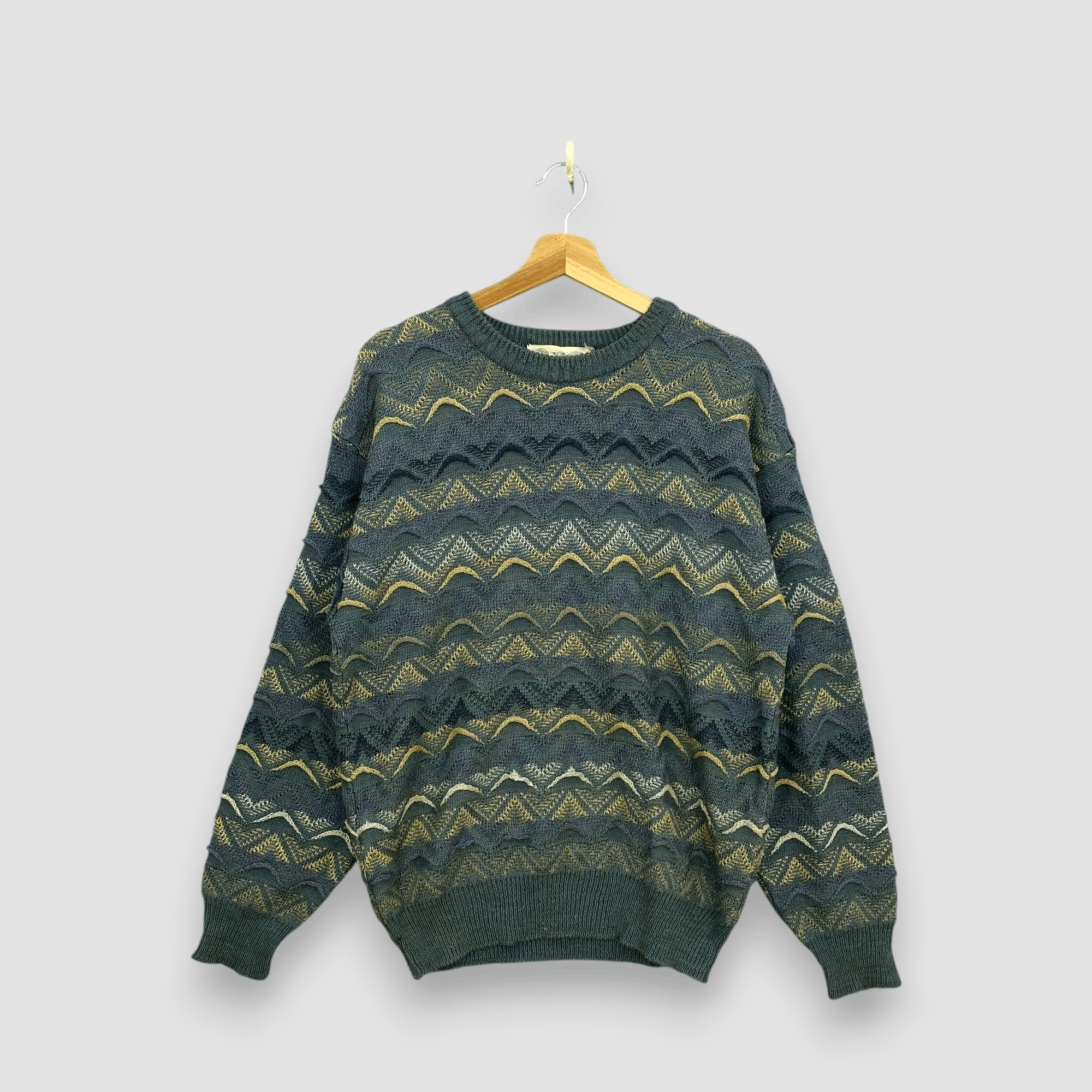 Vintage Vintage 90s Alen Vestino Textured Knit Sweatshirt Jumper Size US M / EU 48-50 / 2 - 1 Thumbnail