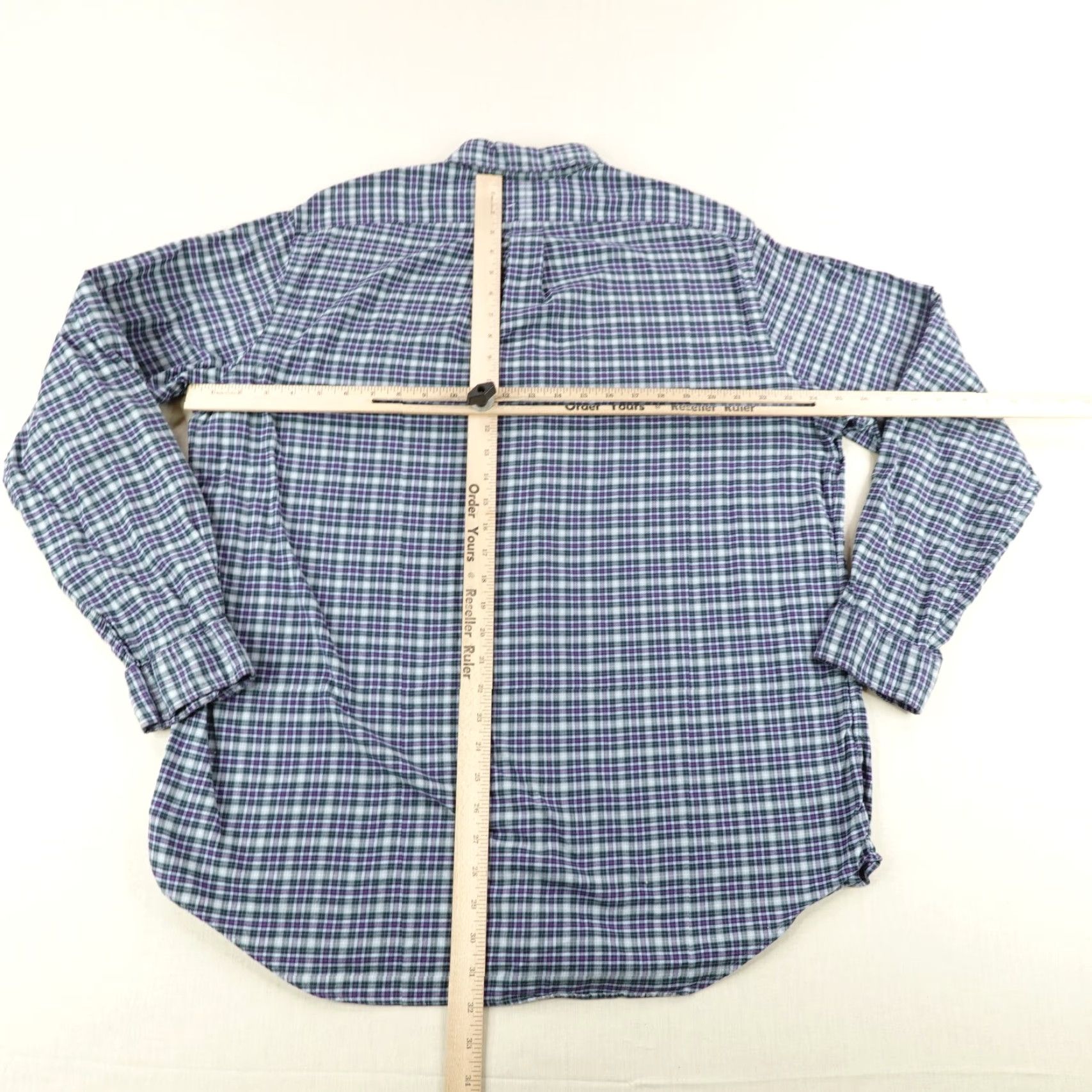 Ralph Lauren VINTAGE Ralph Lauren Shirt Mens XL Blue Green Plaid Button Up Flannel Purple Pony Logo Size US XL / EU 56 / 4 - 5 Thumbnail