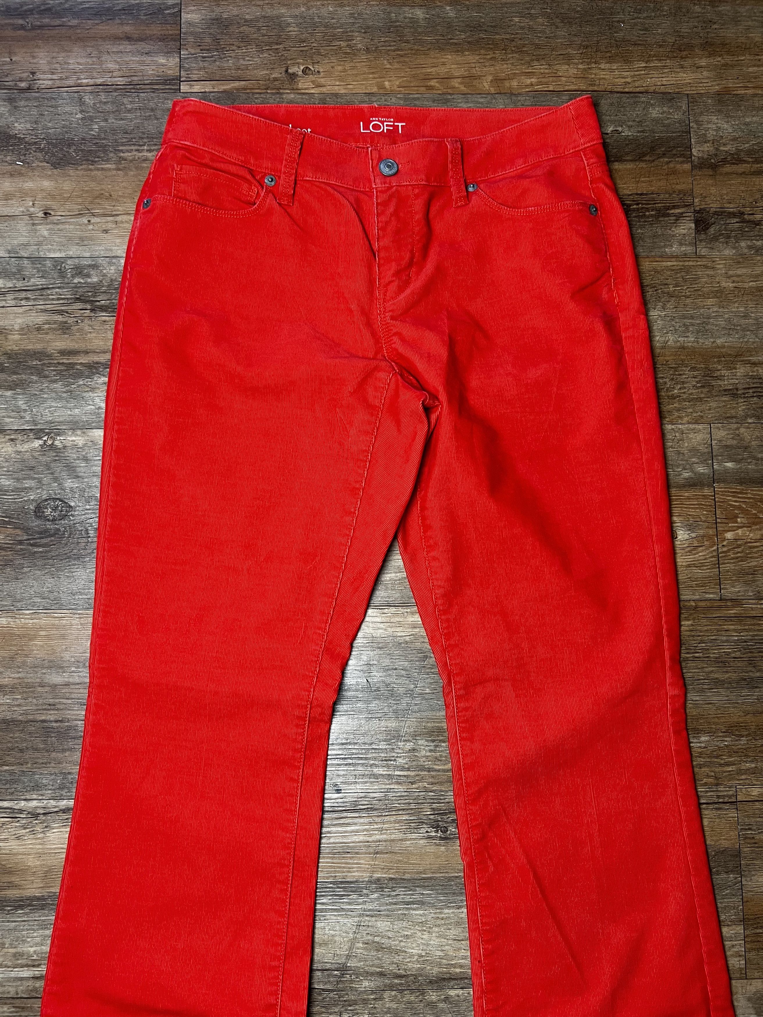 Ann Taylor Ann Taylor Loft Red Corduroy Curvy Boot Cut Jeans Size 27" / US 4 / IT 40 - 3 Thumbnail