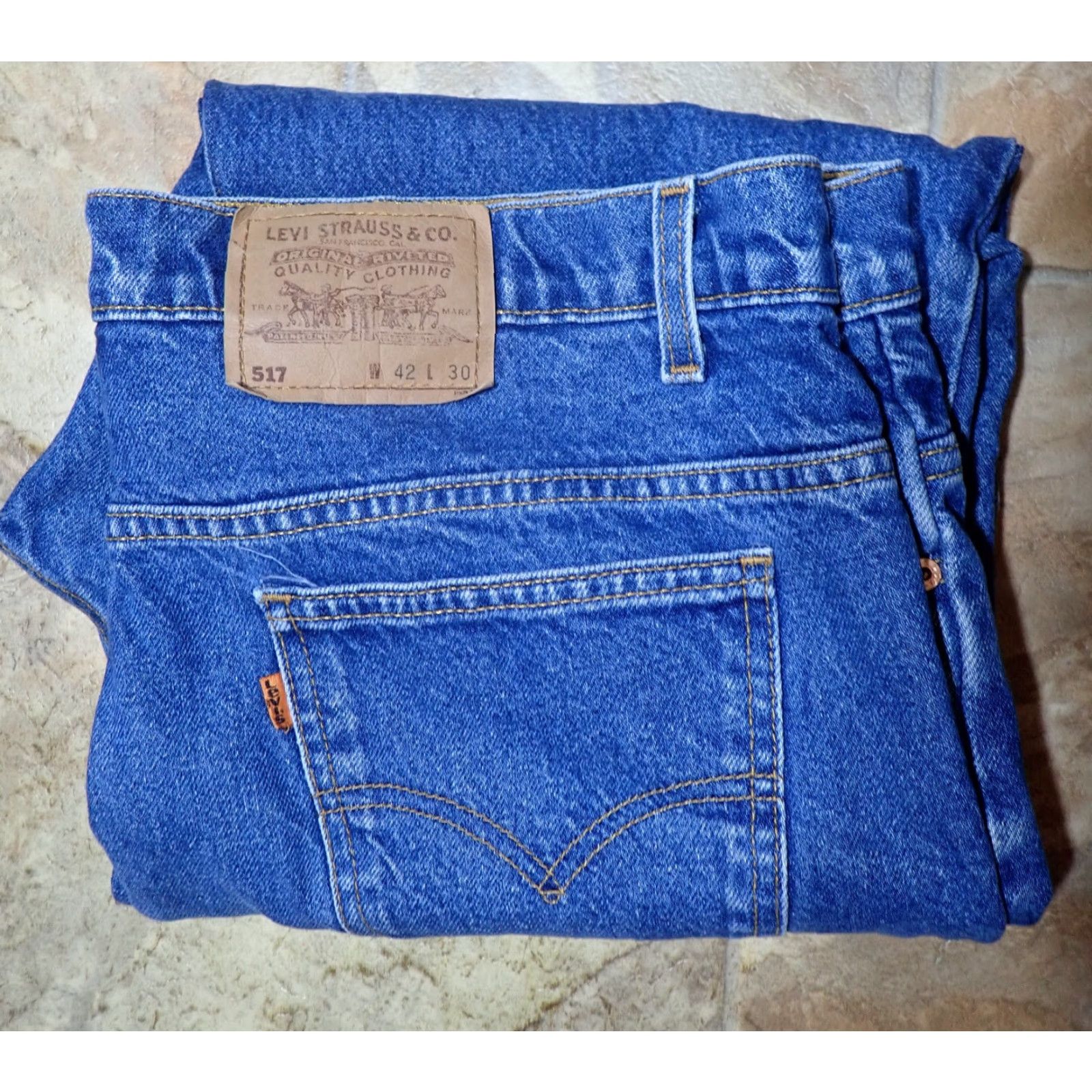 Levi's VINTAGE Levi's 517 Jeans Bootcut Denim 42x30 USA 90s Orange Tab 5-Pocket Distressed High Rise Mens Size US 42 / EU 58 - 2 Thumbnail