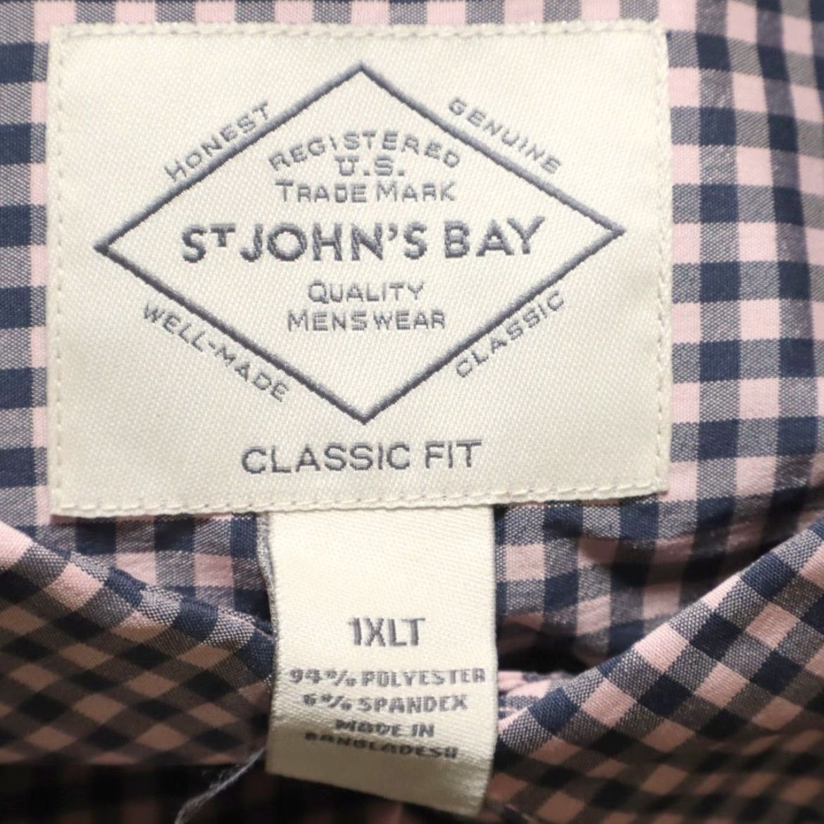 Vintage St. Johns Bay Shirt Gingham Pink 1XLT Men’s Performance Classic Fit Short Sleeve Button Down Shirt Size US XL / EU 56 / 4 - 5 Thumbnail