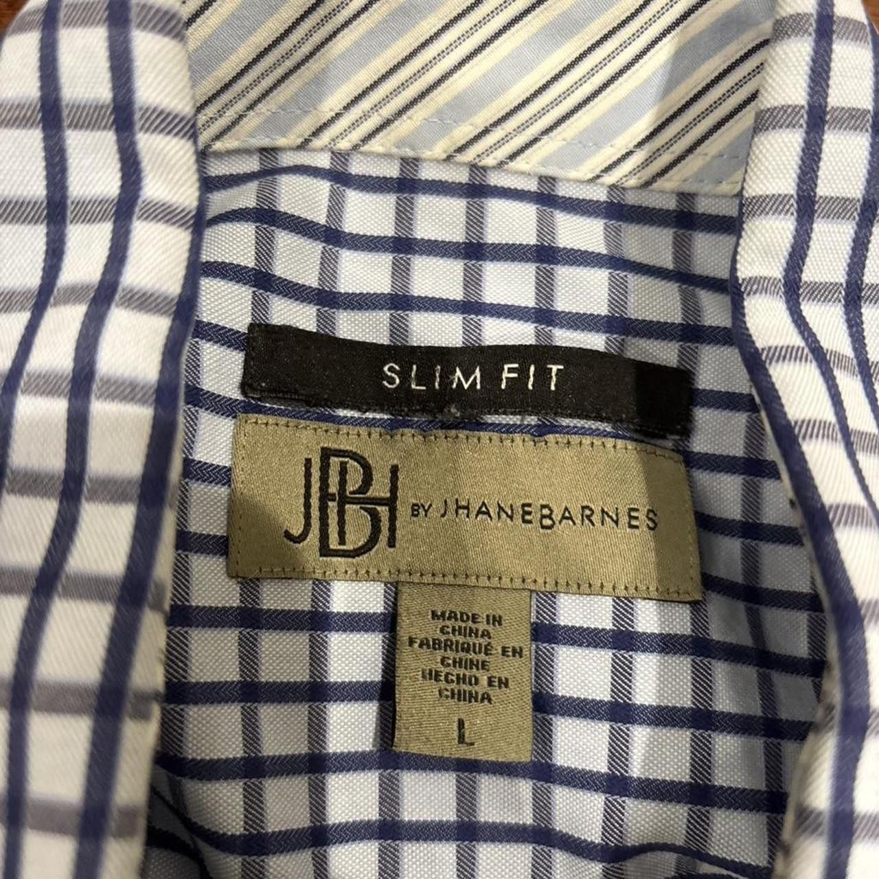 Jhane Barnes Men's Blue and Navy Windowpane Shirt Size US L / EU 52-54 / 3 - 2 Thumbnail