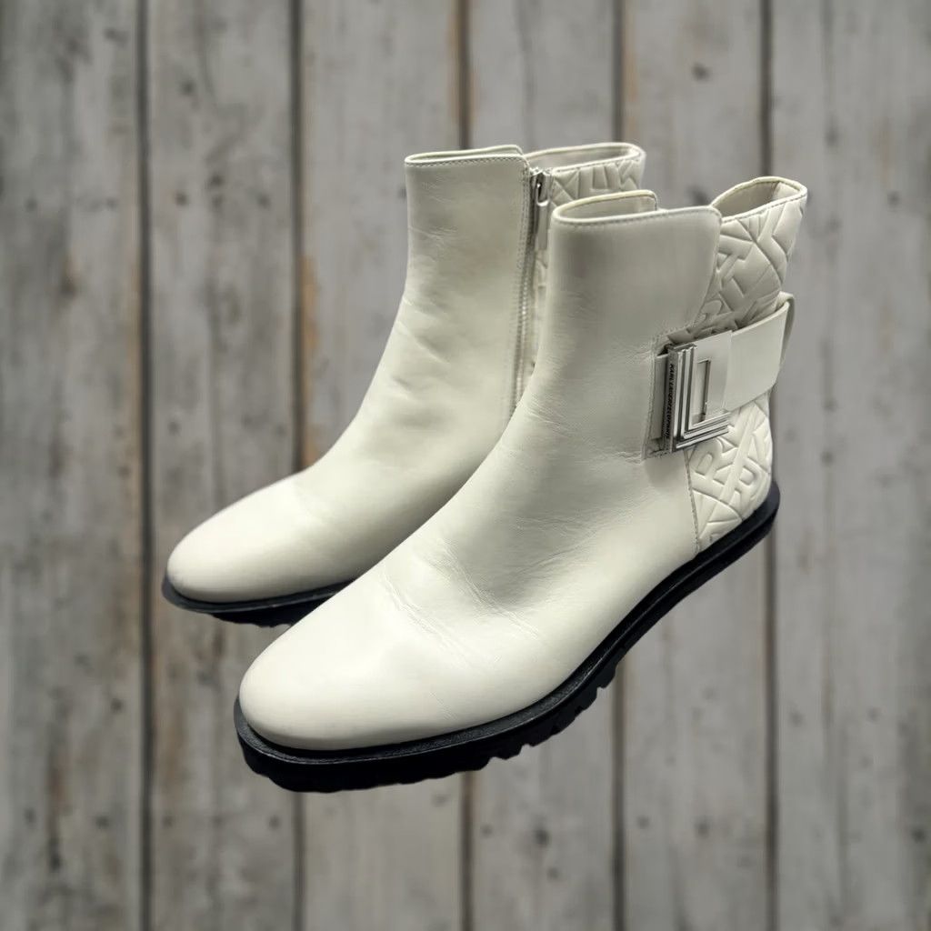 Karl Lagerfeld Karl Lagerfeld Paris Vara Buckled Zip Ankle Boots White Women’s 9.5 Fashion Bootie Ladies 9.5 Size US 10 / IT 40 - 1 Thumbnail