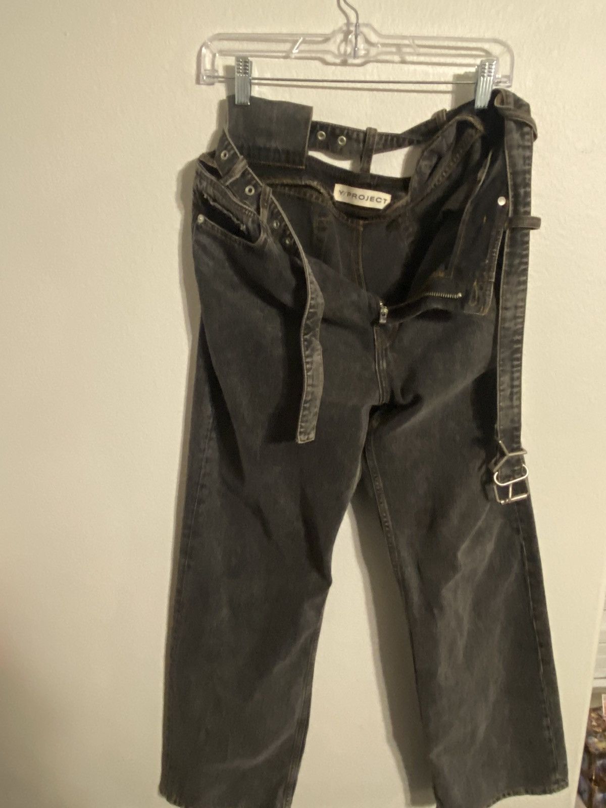 Y/Project Black Y Belt Jeans Size US 30 / EU 46 - 1 Thumbnail