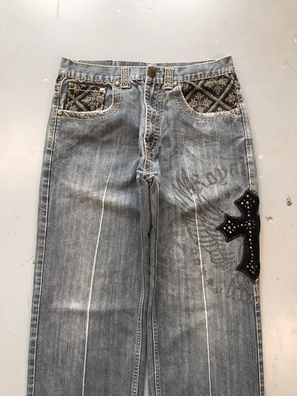 Vintage Vintage royal army crazy cross studd embroidered denim Size US 32 / EU 48 - 5 Thumbnail
