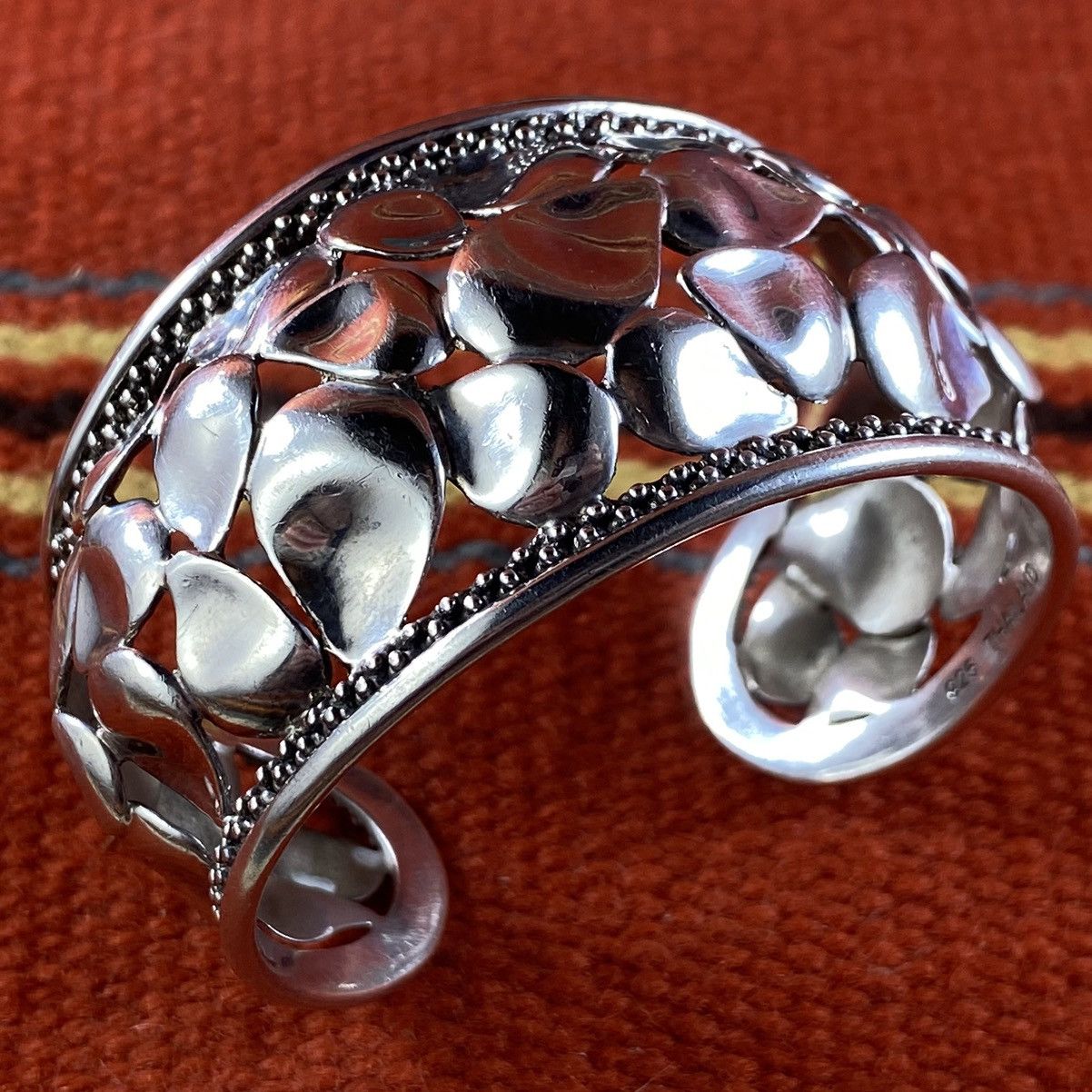 Vintage Vtg Michael Dakwins Sterling Silver Brutalist Petal Cuff 925 Size ONE SIZE - 4 Thumbnail