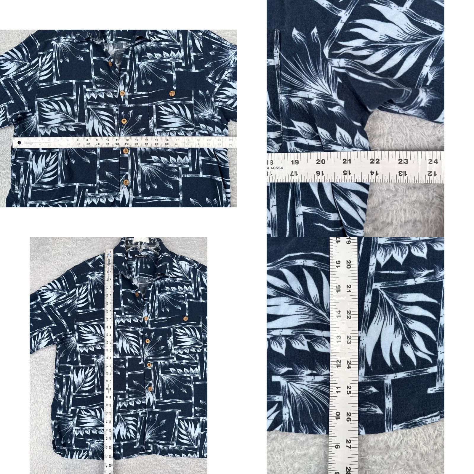 Vintage Puritan Shirt Mens Large Blue Hawaiian Bamboo Leaf Print 100% Rayon Wood Button Shirt Regular Men 40 in Blue Floral Aloha Hawaiian Resort Beach 90s? Size US L / EU 52-54 / 3 - 8 Thumbnail