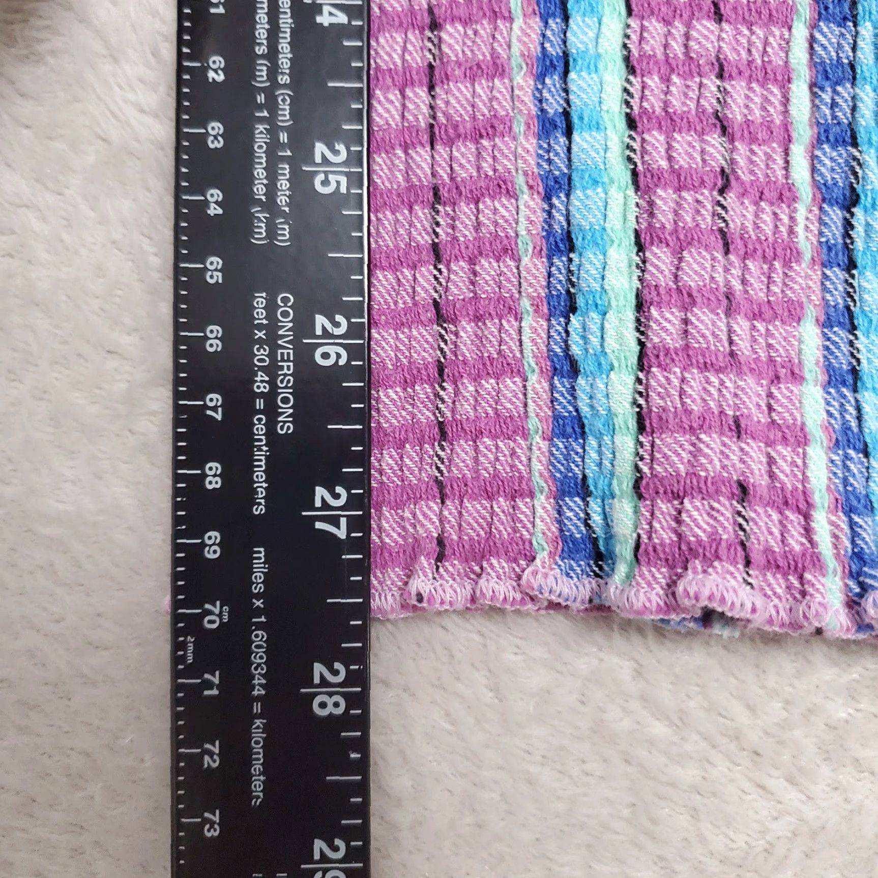 Free People VINTAGE Free People Pants Women XS Purple Stripe Waffle Knit Hi Waist Pull On Boho Beach Elastic Waist Ankle 27.5 Inseam Size 26" / US 2 / IT 38 - 6 Thumbnail